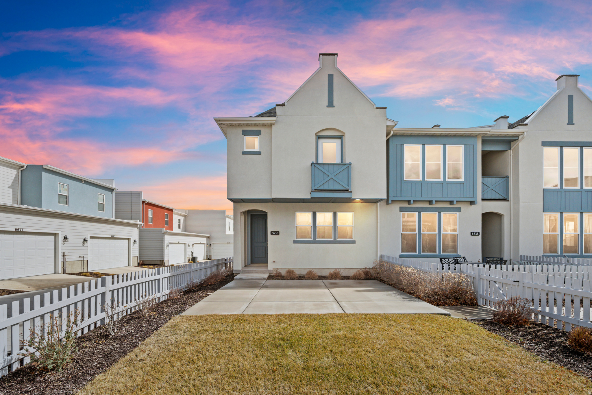 Modern end-unit townhouse in Daybreak. 3 bedrooms and 2 bathrooms, built in 2022. It features a two-car attached garage, central air conditioning, and high-efficiency gas heating. The community includes amenities like a community pool, gym, hiking and biking trails, playground, and more. The interior includes vaulted ceilings, a walk-in closet, a built-in dishwasher, and a gas range, with laminate, tile, and carpet flooring. Square footage figures are provided as a courtesy estimate only and were obtained from county records. Buyer is advised to obtain an independent measurement.   Square footage figures are provided as a courtesy estimate only and were obtained from county records.  Buyer is advised to obtain an independent measurement.