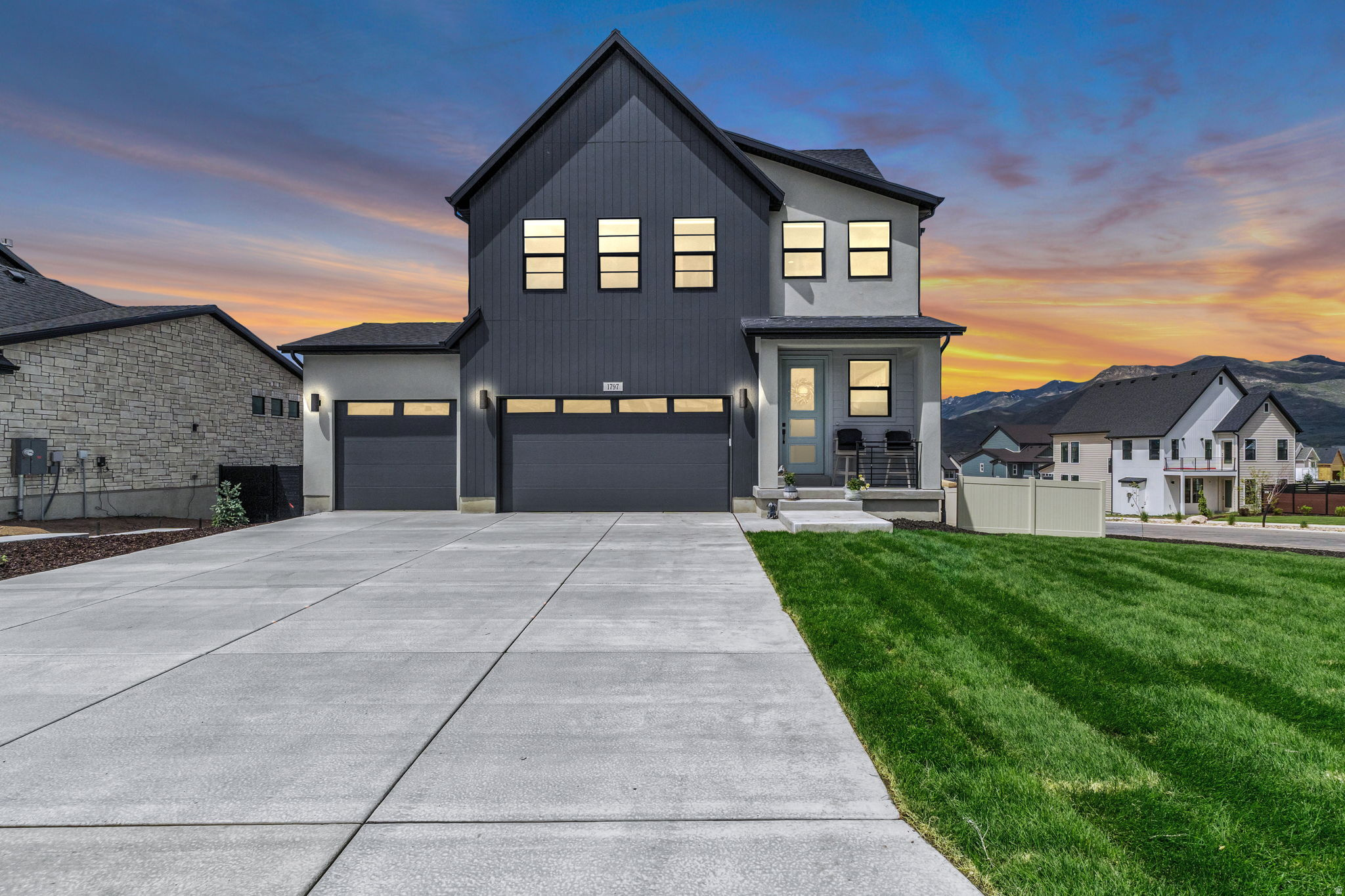 Corner Lot. Elevated Living. Unmatched Timpanogos Views.  Welcome to 1797 N. 390 E. in Heber City's Coyote Ridge-one of the valley's most exciting and fast-growing communities. Completed in December 2025, this 5-bedroom, 3.5-bath home offers nearly 2,900 sq ft of thoughtfully designed living space on a premium corner lot, bringing in added light, privacy, and a more open feel from the moment you arrive. New landscaping creates a clean, finished look and an inviting outdoor space ready to enjoy. Inside, the layout is both functional and flexible, featuring two primary suites-perfect for multi-generational living, hosting guests, or simply having room to spread out. The main living areas flow effortlessly, creating a space that feels open, comfortable, and easy to live in day-to-day. Upstairs is where this home truly stands out. The primary suite is positioned to capture some of the best views of Mount Timpanogos in the area-a daily backdrop that brings a sense of calm and connection to the outdoors. A 3-car garage, and close proximity to Coyote Springs Park add to the lifestyle appeal, while the surrounding Heber Valley offers year-round recreation and convenience. Clean, new, and perfectly positioned-this is the kind of home that just feels right the moment you walk in. Furniture optional