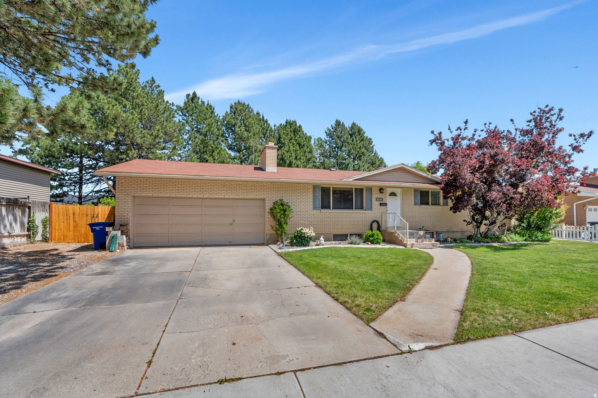 A great home in a great central Spanish Fork location, quick access to I-15 and expressway shopping area. This home has a genuine sense of warmth with 5 bed 3 bath brick rambler, basement entertainment, and welcoming main level room to gather just off the kitchen.  Mature landscape front and back with a lot of shade in the back yard for outdoor living space.  Pride of ownership throughout the neighborhood.  All information, figures, and documentation provided as a courtesy, buyer to verify all information.