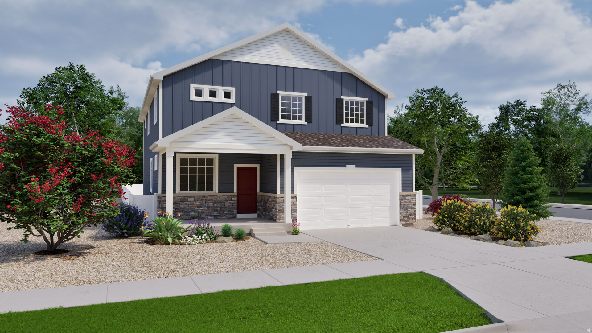 The "Triumph" Floorplan blends style with innovation in a home crafted for flexibility, affordability, and efficiency. This single-family, 2-story layout spans over 3,500 sqft and offers 5 beds, 3 and a half baths, fireplace in the great room and an oversized 3-car garage. Beautiful "Preferred" design package includes white soft close cabinets, quartz countertops, 2-tone paint, upgraded flooring and plumbing fixtures, tile flooring and shower surround at primary bath and much more.  Call now for more information or to set up a time to visit the community! (Photos are of another home, same floorplan. Triumph Lot 102)