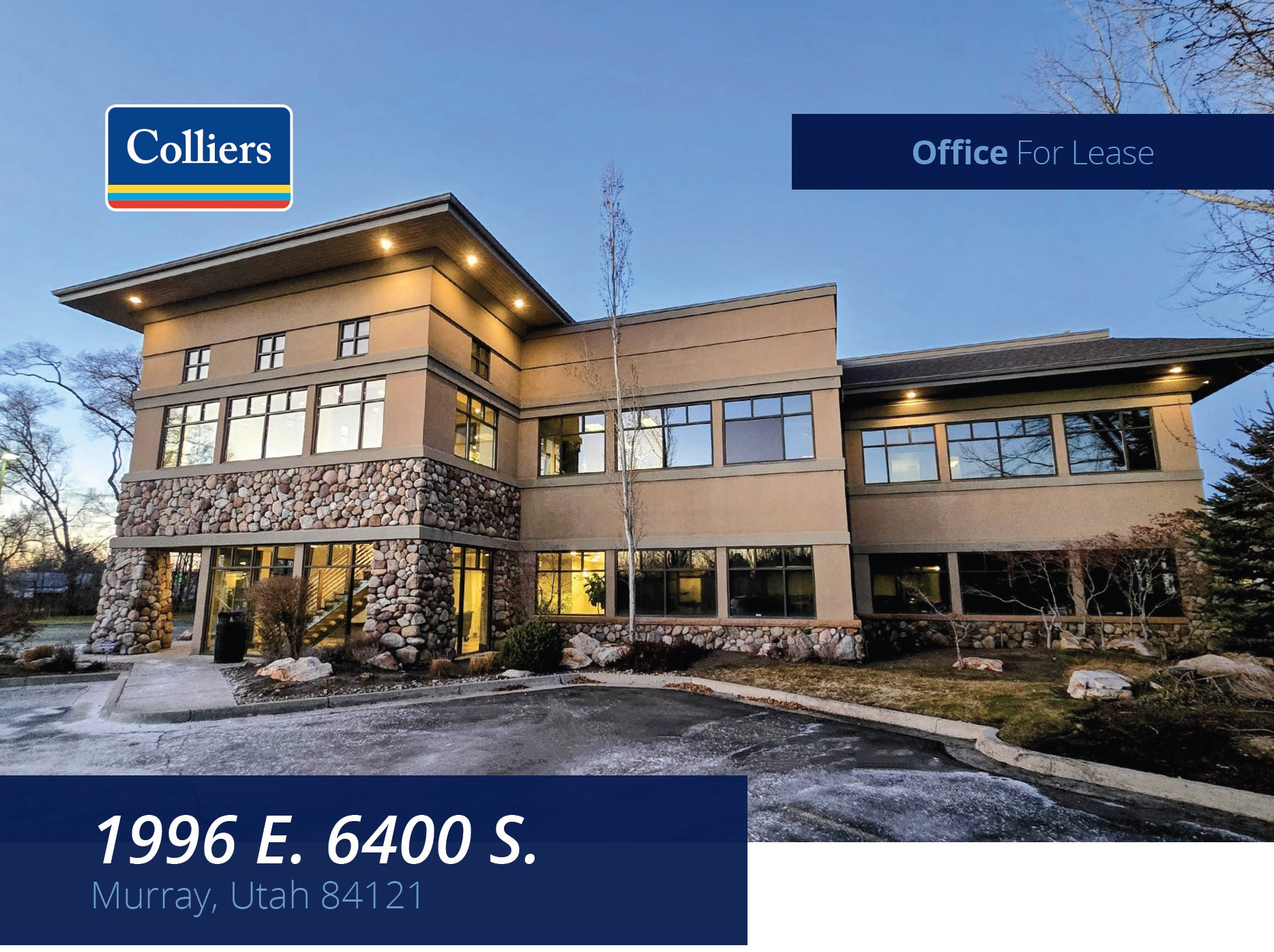 Strategically located without the congestion of a large business park, this prominent office building sits at Highland Dr & 6400 S, immediately off the 20th South exit on I-215, offering direct freeway access to numerous restaurants, amenities, retail services, and the Cottonwood Canyon ski resorts. Highly competitive lease rate for 6,623 SF in a two-story office building featuring an upscale, two-story lobby, with electric vehicle charging included. Modern, contemporary design and layout. Parking ratio: 4/1,000. Furniture available. Enjoy spectacular Wasatch Front views in a prestigious location where convenience meets striking presence.