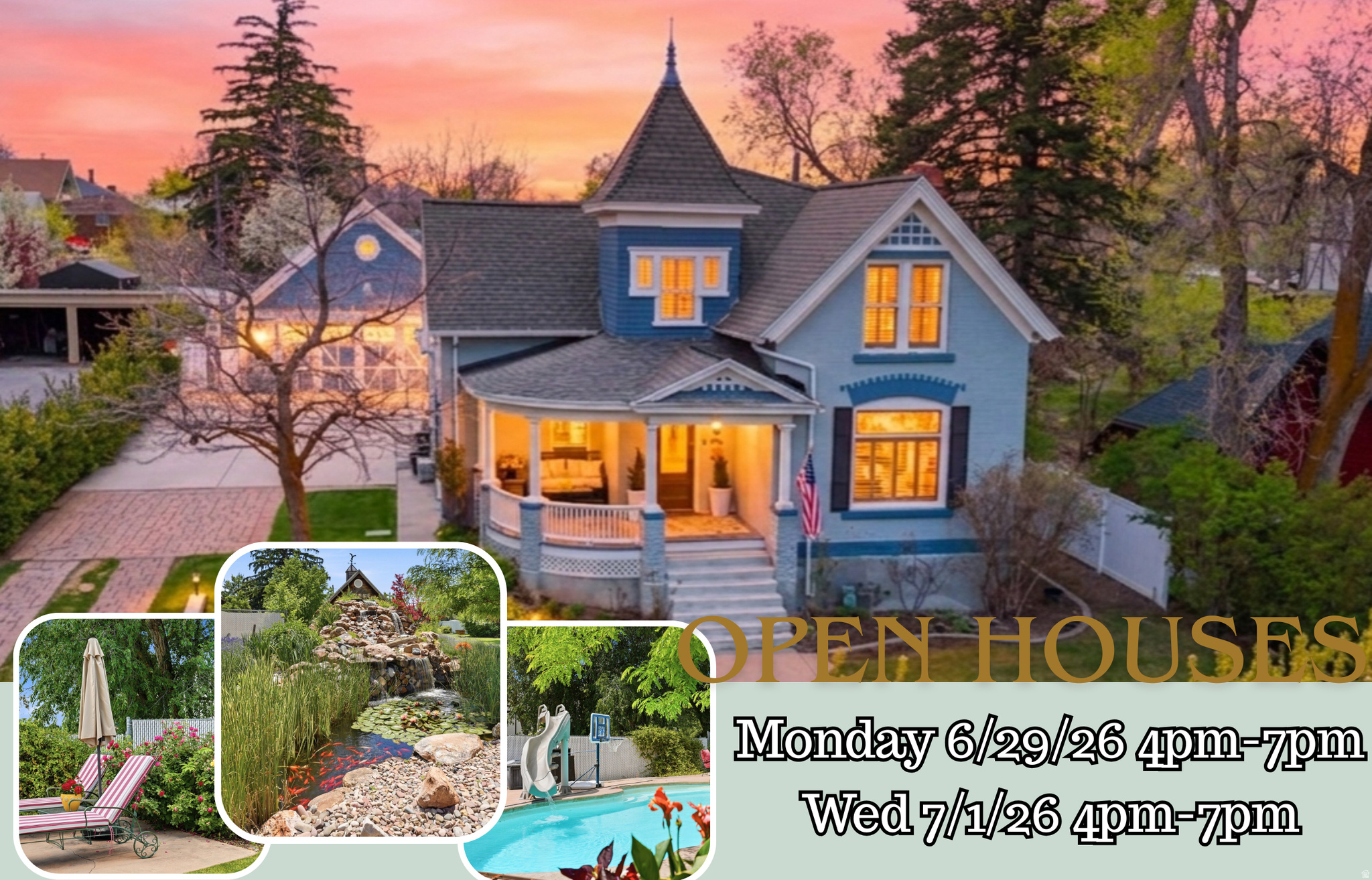 Step into the perfect blend of historic charm and modern convenience in this beautifully updated Victorian home. Thoughtfully restored to preserve its turn-of-the-century character, the home showcases timeless architectural details while offering extensive upgrades throughout.  Recent improvements include an updated kitchen, newer roof, updated windows, flooring, electrical systems, and new split heating and cooling units that provide efficient, customizable comfort year-round.  Exquisite valley and mountain views surround this incredible property, creating a breathtaking backdrop from nearly every vantage point. Enjoy stunning eastern mountain views as well as unforgettable sunsets over the Wellsville Mountains.  Situated on more than half an acre, the backyard is truly an outdoor oasis. Designed for relaxation and entertaining, the expansive yard features a swimming pool with a slide, a tranquil fish pond and waterfall feature, and a quaint garden house that adds charm and functionality to the landscape. An included -acre water share helps keep the grounds lush, green, and beautiful throughout the season.  The oversized, extra-deep garage offers plenty of room for vehicles, toys, and projects, with additional storage space above.  This rare property offers the best of both worlds-classic Victorian elegance paired with modern updates, all set on a spacious lot with unmatched outdoor amenities, spectacular views, and room to create lasting memories.