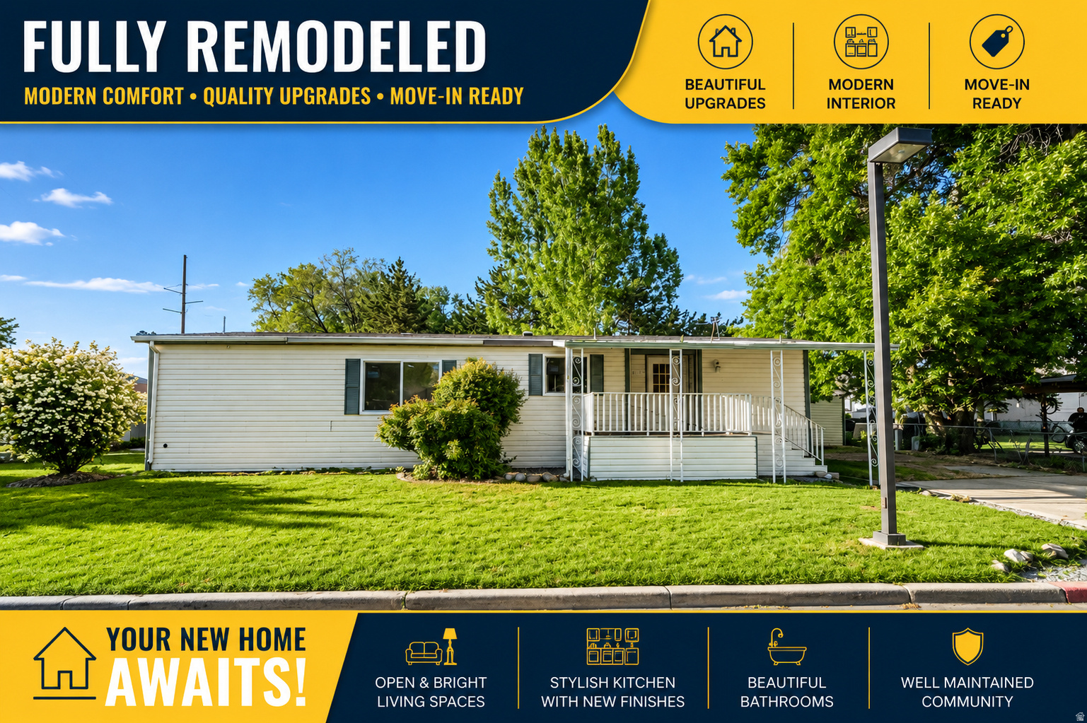 3 bed, 2 bath home (~1,300 sq ft) built in 1980 in Willow Creek Estates. Functional open layout with spacious living area and private primary suite. Move-in ready with great natural light and storage. Close to shopping, dining, and major roads. Buyer must be park approved; lot rent  $971/mo. Financing options available based on approval.  Casa mvil de 3 recmaras y 2 baos (~1,300 pies cuadrados) construida en 1980 en Willow Creek Estates. Cuenta con un diseo abierto y funcional, amplia sala de estar y suite principal privada. Lista para habitar con excelente luz natural y espacio de almacenamiento. Cerca de tiendas, restaurantes y vas principales. El comprador debe ser aprobado por el parque; renta del lote  $971/mes. Opciones de financiamiento disponibles segn aprobacin.