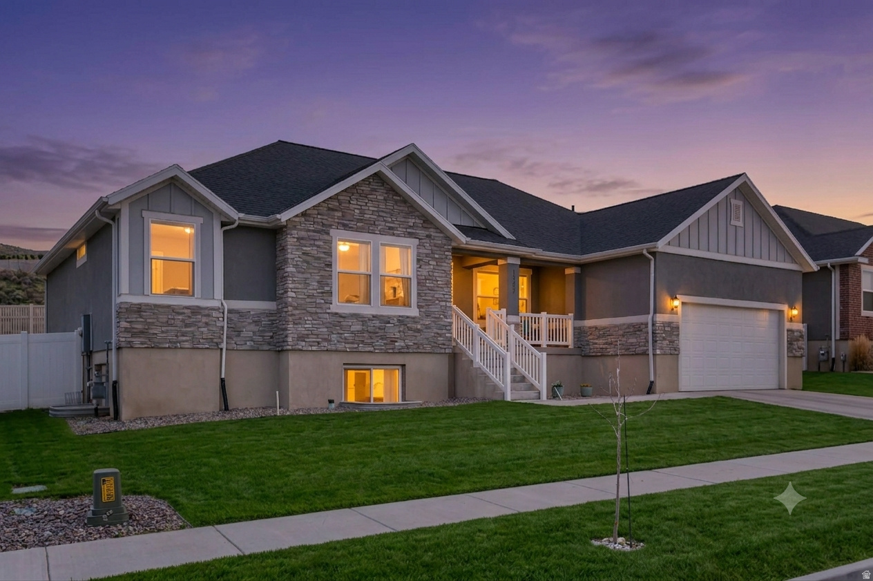 If you've been scouring the Saratoga Springs for that "unicorn" listing, this is officially the one. Built in 2020 and carefully maintained, this home sits tucked away in a quiet cul-de-sac where you can actually hear yourself think, though the neighbors are so friendly you might just spend your time chatting instead. The main floor is a masterclass in functional flow, featuring a spacious Primary Suite plus two additional bedrooms and another full bath, all smartly separated from the heart of the home. The living room, with its airy vaulted ceilings, is the ultimate entertaining hub, flowing right into a kitchen that was clearly designed for people who like to host. And because real life is messy, the dedicated mudroom and shoe drop by the garage, complete with a guest-friendly half bath, mean you can finally win the war against daily clutter. The real magic happens when you step outside, where the backyard opens up to total privacy with no neighbors directly behind you. Whether you're launching the kids onto the in-ground trampoline or soaking in the (almost new!) included hot tub, this space is built for weekend memories. Head downstairs to your fully finished basement, you'll find a massive family room prepped and plumbed for a second kitchen or wet bar, making it the perfect casual entertaining space complete with your own private theater room. The theater comes fully loaded with all the AV equipment and luxury seating included, so just bring the popcorn! With three more bedrooms, another full bath, and enough storage for even the most intense holiday decoration collection, this home checks every box. Reach out to Taylor today to schedule your private tour!
