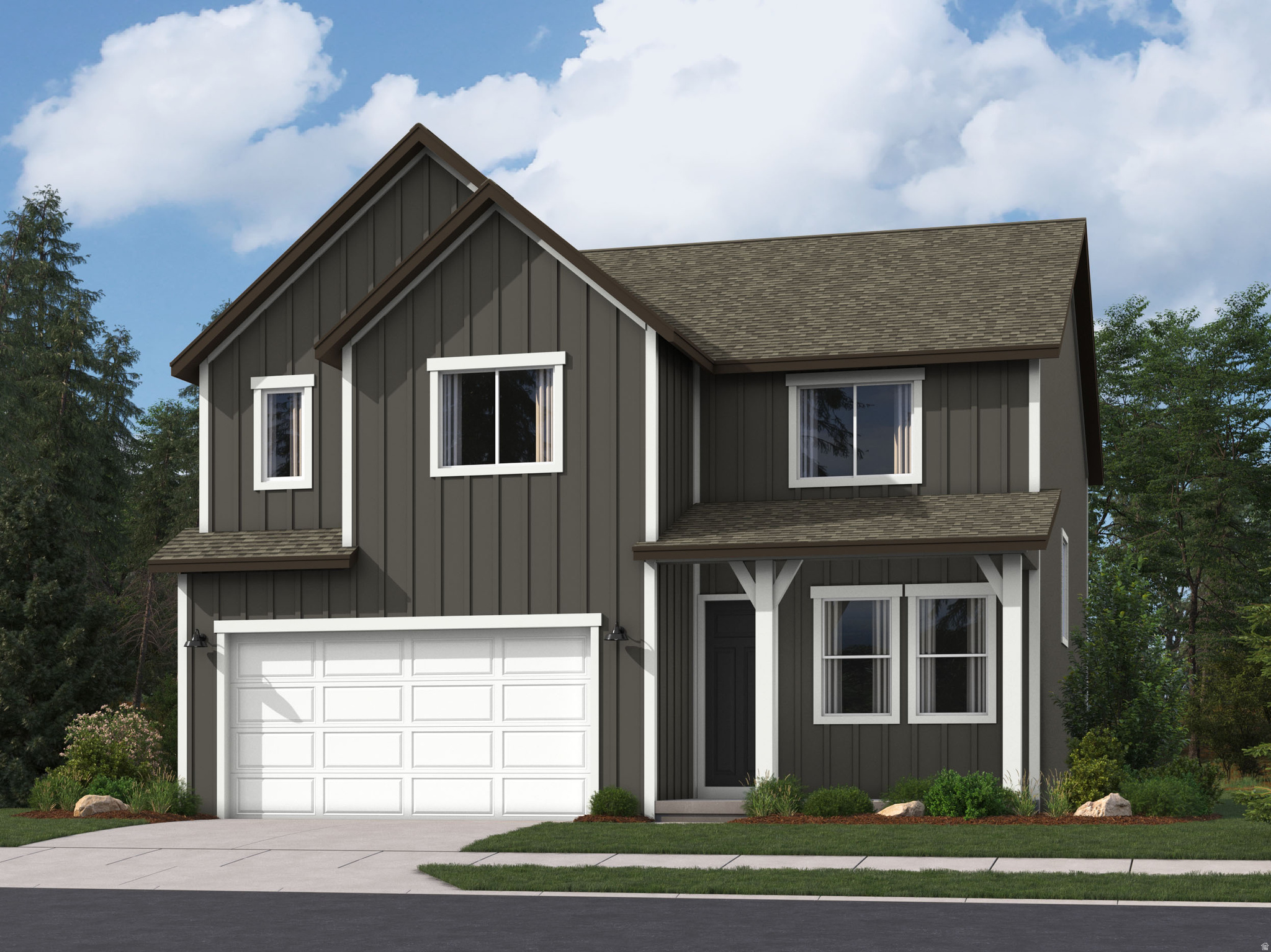 Parkway Fields - 4136 - Mesa. ESTIMATED COMPLETION IN AUGUST. Offering up to $20,000 towards closing costs or ask about our rate buydowns when financing with our preferred lender. This home offers 4 bedrooms, 2.5 bathrooms, a 2-car garage, and a full, unfinished basement. The first floor offers a formal living room, a large family room, and a kitchen that boasts gray craftsman-style cabinets, linen cream quartz countertops and stainless steel appliances, including the refrigerator! Upstairs you'll find 4 bedrooms, including the luxurious owner's suite with walk-in closet and a bathroom with dual vanities. Square footage figures are provided as a courtesy estimate only and were obtained from builder. Buyer is advised to obtain an independent measurement. Interior photos are of same style of home, but not the actual home. Rendering is for illustrative purposes only.