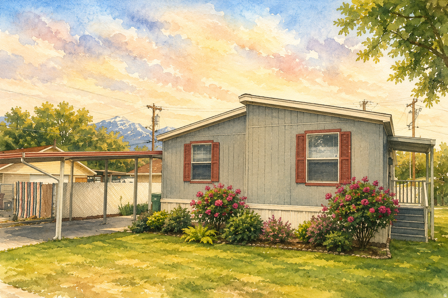 Freshly Painted Mobile Home in Cottowwood Cove Mobile Home Park. Cute little yard with rose bushes. Double wide with spacious rooms. Well run community, Club house, Swimming Pool, Ducks and Geese. A river runs through it. New Roof in 2021,  55+ age. Must fill out attached application ,pay fee and be approaved by park before contract can be executed.