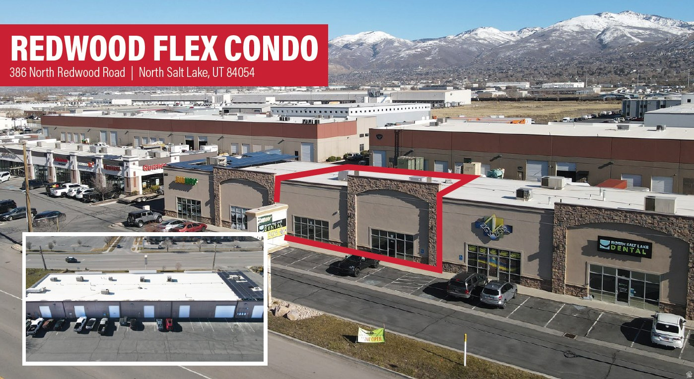 Total SF: 4,000 SF  Loading: One (1) 10'x14' Grade Level Door  Clear Height: 16'  Clear Span (No Columns)  Two Bathrooms  One Office  HVAC Throughout  Ceiling Fans  Fire Suppression System  Zoning: MD (Manufacturing - Distribution)  ADT: 11,000 Cars/Day on Redwood Road  Located on Redwood Road In North Salt Lake Just One Mile North of Exit 27 on I-215