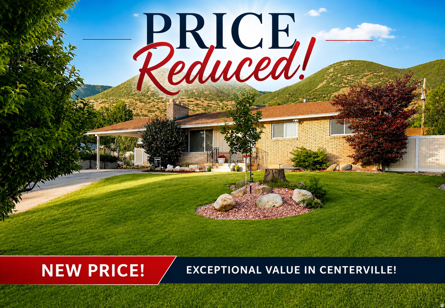 Nestled in one of East Centerville's most desirable neighborhoods, this beautifully maintained brick rambler offers an exceptional combination of privacy, breathtaking mountain views, and an outdoor lifestyle that's difficult to find. Set on a large, professionally landscaped lot, the backyard is a true sanctuary. A peaceful year-round stream borders the property, creating a tranquil setting you'll enjoy.  Beautiful vinyl fencing surrounds the yard, while fruit trees, a garden area, lush landscaping, and expansive green space provide endless opportunities for entertaining, gardening, and making lifelong memories.  Inside, oversized windows fill the home with natural light and frame the incredible mountain views. The kitchen, dining, and family room create a warm gathering place for family and friends, while the spacious primary suite overlooks the private backyard retreat.  Lovingly cared for by the same owner for nearly 40 years, this home offers over 2,600 square feet with 4 bedrooms, 2.75 bathrooms, a large basement family room, generous storage & bonus storage room. The location is just as impressive as the home itself. Step outside and enjoy quick access to hiking and biking trails, with a trailhead only a few blocks away. Costco, grocery stores, restaurants, and shopping are just minutes from your front door. Spend the day at Lagoon, only 10 minutes away, or be on the slopes at Snowbasin, Brighton, Alta, or Solitude in approximately 40 minutes. Whether you're looking for peaceful mornings by the stream, afternoons on the trails, evenings taking in spectacular mountain sunsets, or easy access to everything Northern Utah has to offer, this home delivers a lifestyle that's truly second to none.  Square footage figures are provided as a courtesy estimate only and were obtained from county records .  Buyer is advised to obtain an independent measurement.
