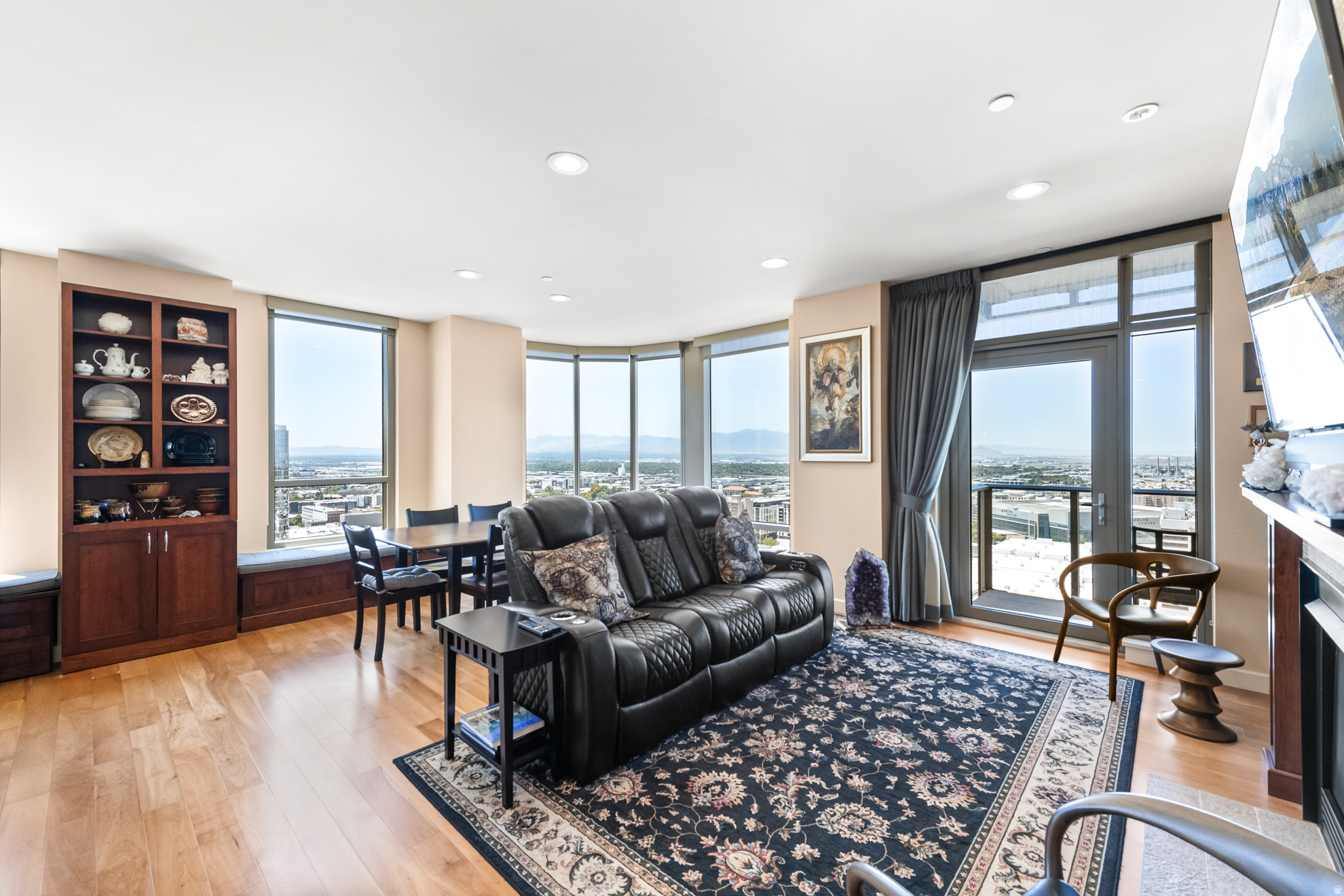 A rare and exceptional opportunity awaits at 99 West South Temple, one of downtown Salt Lake City's most iconic and prestigious addresses. This unique three-bedroom residence was thoughtfully created by combining two condominium units, resulting in a spacious and versatile floor plan rarely found in urban living. The home features two luxurious primary suites, each with its own en-suite bathroom, along with a third guest bedroom. Blending sophistication, comfort, and generous living space, this one-of-a-kind residence places you in the heart of the city while delivering the privacy and functionality of a much larger home. Rising above the energy of downtown, this LEED Gold-certified high-rise delivers the ultimate urban lifestyle. Amenities including an indoor resort-style pool and spa, fitness center, social room, secured covered parking and on-site management. Floor-to-ceiling windows frame sweeping views of the majestic Oquirrh Mountains, as well as Wasatch Mountains to the east, all elevated from the vistas on the 22nd floor. Enjoy not one, but two balconies facing two different views, capturing the vibrant city skyline. Steps from City Creek Center, acclaimed dining, the Delta Center, Symphony Hall, and Utah's expanding light rail network are right outside your door. World-class skiing is just 45 minutes away as well. This combined residence is truly a lifestyle unlike any other in Salt Lake City. Live boldly. Live beautifully. Live at 99 West.  Please know this unit is being offered as a combination of two parcels Unit 2203:  15-01-232-143-0000 and Unit 2204: 15-01-232-144-0000, currently in process for a plat amendment.  Square footage figures are provided as a courtesy estimate only and were obtained from the building architect. Buyer is advised to obtain an independent measurement.
