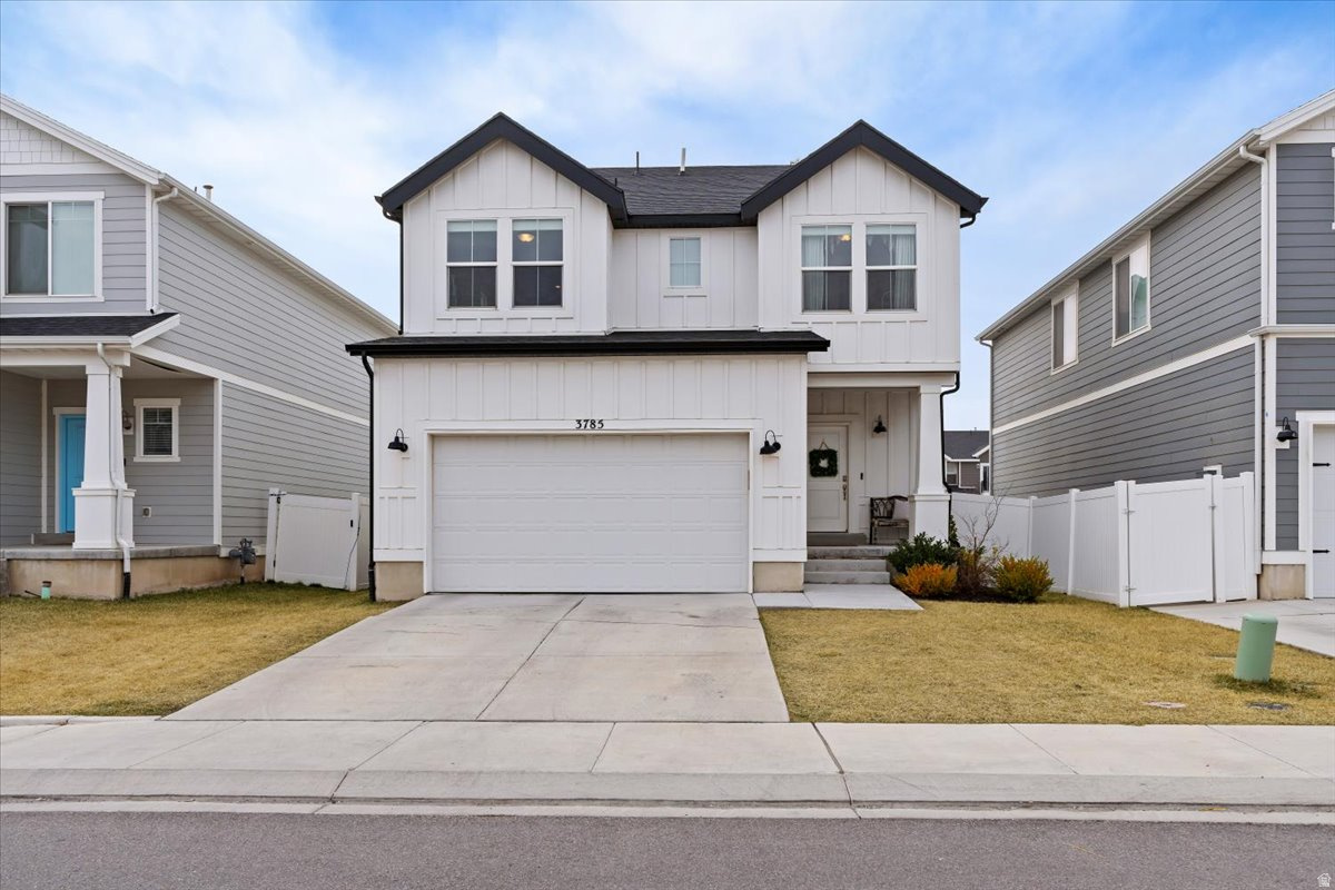 Sellers lender will offer additional rate buydown.  Price Reduced $40K.  Featuring a brand new finished basement and brand new upgraded laminate flooring on the main level, this home offers both modern updates and spacious living.  All white hardy plank on the exterior with NO stucco. The home includes four bedrooms, a versatile loft space, and a large newly finished basement, providing plenty of room for family, guests, or a home office. The bright and open floor plan is complemented by white cabinetry and quartz countertops in the kitchen, creating a clean and modern feel perfect for everyday living and entertaining.  Located just minutes from the community pool, pickleball courts, and the scenic Jordan River Trail, outdoor recreation is right at your doorstep. You'll also enjoy being close to Thanksgiving Point, shopping, dining, and quick freeway access, making commuting and entertainment convenient.  The exterior showcases full-wrap exterior white siding, adding to the home's curb appeal and low-maintenance design.  This well-maintained home combines comfort, updates, and a fantastic location in one of Lehi's most desirable communities.