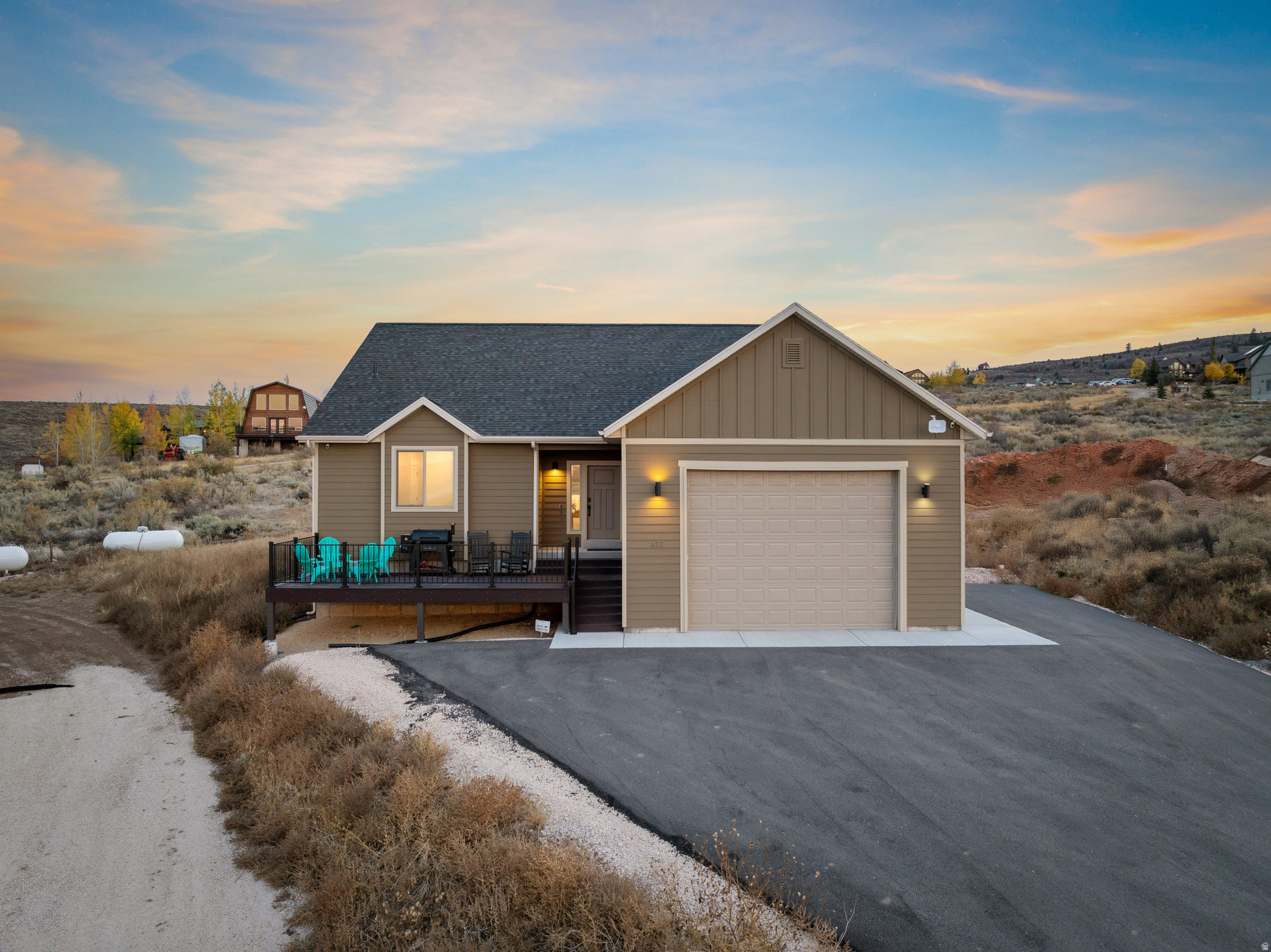 Located in beautiful Bear Lake often known as the "Caribbean of the Rockies".  Situated just above the Beautiful Bear Lake Golf Course.  This modern lake home is being sold "turn key"  with a private hot tub.  Access to Ideal Beach swimming pools, mini golf, tennis and sandy beach also available with an additional yearly fee.  This home was built to entertain, with large bedrooms, 2 ensuites, family room/game room, fireplace and hot tub!  Relax in the hot tub or cozy up to the fireplace after a full day on the lake or hiking, biking, fishing, ATV/snowmobile or a round of golf!!  Enjoy all that Bear Lake has to offer!  Call for a showing today!  Currently being used as a short-term rental. Also ideal for a primary residence or vacation get away.     Square footage figures are provided as a courtesy estimate only and were obtained from Rich County Assessor .  Buyer is advised to obtain an independent measurement.