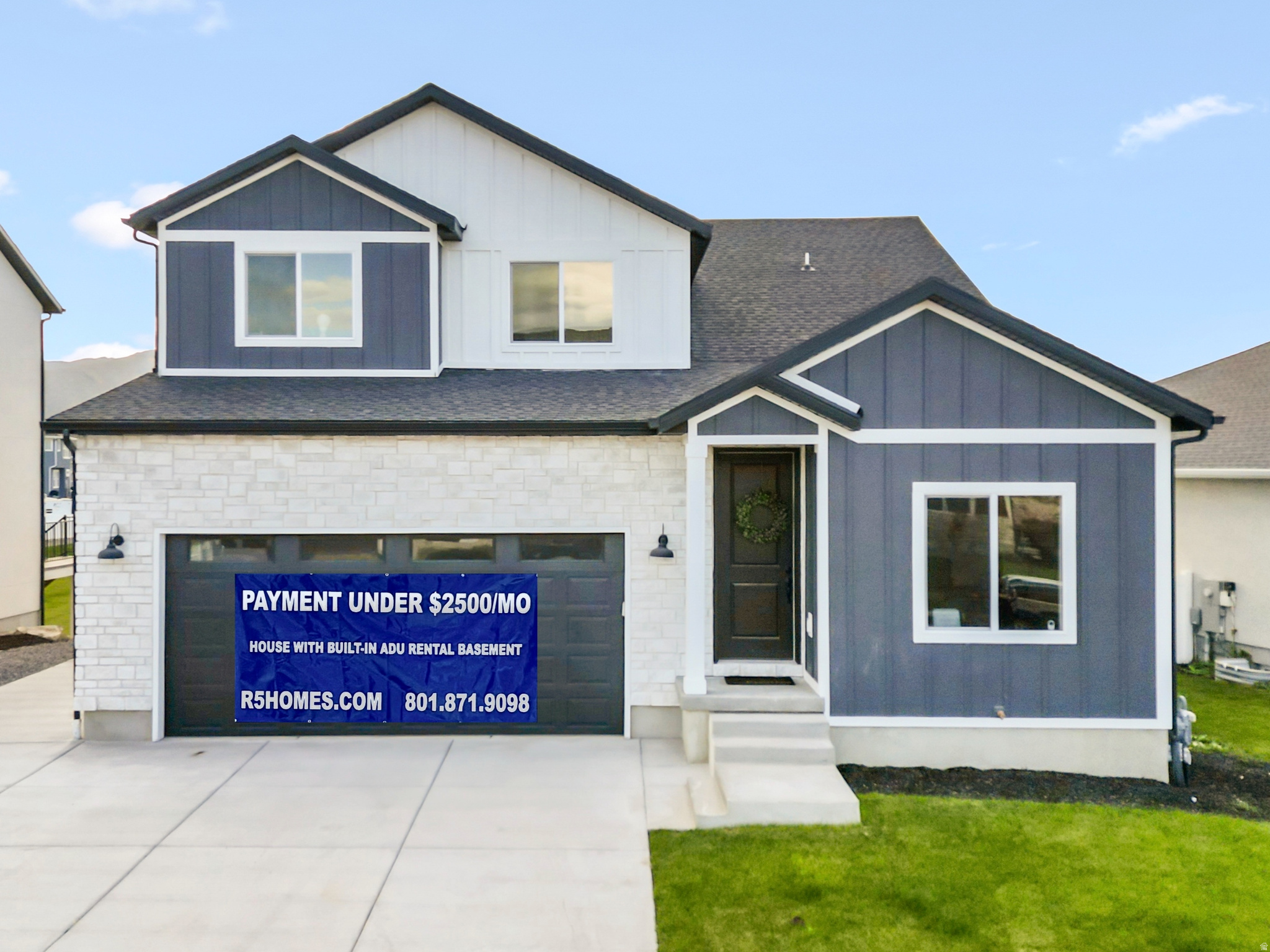 The Silk Plan - BUY A HOME WITH MORTGAGE PAYMENT UNDER $2,500/MO! BUY R5 HOME WITH RENTABLE APARTMENT ADU. To tour our models visit our model home at 5363 N Sulley Way in Eagle Mountain. Buying a home with an unfinished basement means you're paying for square footage you can't use, can't live in, and can't monetize. That's where R5 Homes changes the game. At R5 Homes, we specialize in building classy, high-end, fully finished basement ADUs designed to elevate your lifestyle and dramatically reduce your housing costs. Each ADU is thoughtfully built with its own kitchen, bathroom, private entrance, and independent heating and cooling using energy-efficient heat pump systems-so it's comfortable, modern, and cost-effective. The result? A basement apartment that can generate up to 40% of your monthly mortgage payment. When you step back and look at the numbers, the strategy becomes clear: A finished, rentable ADU can cut your effective mortgage nearly in half, allowing you to afford a better home, a larger home, and long-term financial flexibility-without being stuck renting or settling for a townhome in an oversaturated market. ADUs are transforming real estate. Homeowners with basement ADUs are building wealth faster, saving thousands every year, and gaining options others don't have. And the value doesn't stop with rental income. When your family grows, your ADU grows with you. Open it up to the main home, give your kids more space, welcome aging parents, or simply enjoy the flexibility of a larger, more functional living environment-without sacrifice. Other lots and floor plans are available in our Ranches Estate, Lone Tree and Spanish Fork. Square footage figures are provided as a courtesy estimate only and were obtained from building plans . Pictures are from other homes. Buyer is advised to obtain an independent measurement.