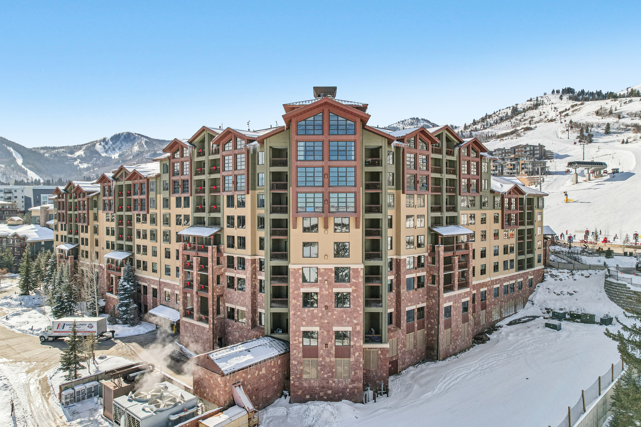 Rare Full Ownership Residence at Grand Summit Hotel. Experience the ultimate in mountain living with this stunning 2-bedroom, 2-bathroom residence at the Grand Summit Hotel in Canyons Village. Featuring lockout capability, this property offers incredible flexibility, allowing you to maximize rental income while enjoying a luxurious retreat for yourself. Situated in a prime location within the Grand Summit Hotel, this ski condo offers expansive windows with views towards the village, surrounding mountains, and the pool. The Cabriolet lift runs right by your window. The property includes two king bedrooms, a spacious living room with additional sleeping capacity, a fully equipped kitchen, and a dining area.  Amenities include a 24-hour front desk service, valet and bell service, a full-service spa, fitness room, outdoor pool, hot tub, sauna, steam room, underground parking, shuttle service, an on-site restaurant and caf, kids club, ski and golf club storage, and an owner lounge.  Enjoy direct access to the Orange Bubble Express chairlift and the Red Pine Gondola, making this property a true ski-in/ski-out gem. The Grand Summit is also located at the 1st tee of the Canyons Golf Course making it the perfect destination for year-round recreation. Offered fully furnished, and turnkey.  Information deemed reliable but not guaranteed. Buyer to verify all information to their satisfaction.