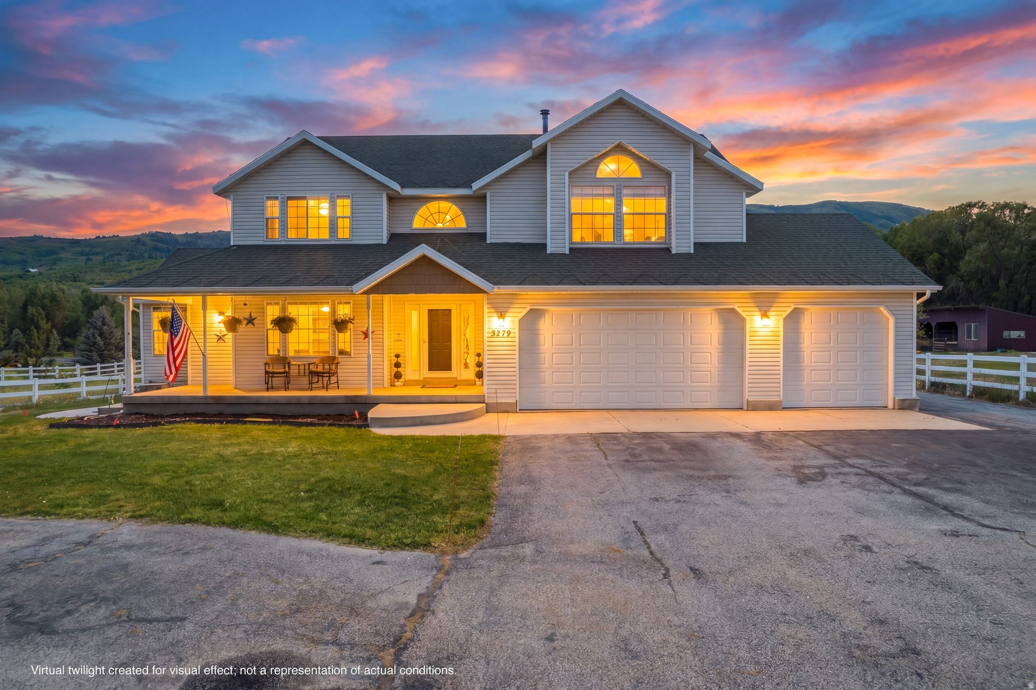 Discover your dream home in the heart of Eden, Utah - a stunning riverfront horse property that backs directly up to the North Fork Ogden River with no backyard neighbors. This exceptional estate offers breathtaking panoramic views, along with soothing sounds of the river. Spanning over 2.11 acres of gorgeous, usable land, this meticulously maintained property is perfectly suited for horse enthusiasts and those seeking a peaceful private retreat. The fully functional equestrian facilities include a spacious 60 x 45 metal barn complete with a wash bay and enclosed tack room, a generous 90 x 160 outdoor riding arena, and plenty of pasture area for horses to roam. Additional practical features include a surface well, abundant parking, and a convenient 3-car garage. The 4 Bedroom 3 Bath home offers exceptional comfort and modern efficiency, fully powered by a Sonnen Solar system with 20 Kwh batteries that supply energy to the entire house and barn, resulting in remarkably low utility bills. Step outside to enjoy a heated above-ground saltwater pool for year-round relaxation, a beautiful Timber Trex deck featuring lighting and a propane heater for comfortable outdoor entertaining, and commercial-grade heat tape for reliable snow melt during winter months. Inside, the thoughtfully designed living spaces include a large master bedroom with a luxurious en-suite bathroom and three inviting fireplaces that create warmth and ambiance throughout the home. This turnkey riverfront property beautifully combines sustainable living, top-tier horse amenities, and unmatched natural beauty along the North Fork Ogden River, making it an extraordinary opportunity to own a true private paradise in one of Eden's most desirable locations.  Square footage figures are provided as a courtesy estimate only and were obtained from County Records.  Buyer is advised to obtain an independent measurement. Buyer to verify all.