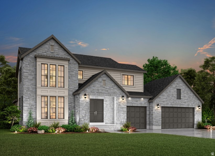 Sophisticated Brinton Signature home in a great Highland community! This  thoughtfully designed home features laminate hardwood, tile, and carpet flooring throughout, along with textured walls, elegant two-tone paint, and oversized craftsman-style baseboards and casing. Also highlighted you will find 9-foot basement foundation walls, a spacious 3-car garage with an exterior exit door, motion light switches, Christmas light outlets, and a gas line to the laundry room for added convenience. The great room is highlighted by a cozy gas log fireplace, while French doors lead into a private living room space. At the heart of the home, the beautifully appointed kitchen showcases maple cabinetry with integrated LED lighting, quartz countertops with a full-height quartz backsplash, and upgraded Caf stainless steel gas appliances. Bathrooms are elegantly finished with designer tile surrounds accented by sophisticated bronzed gold hardware. Combining upscale finishes with timeless style and modern comfort, this home is designed to impress!
