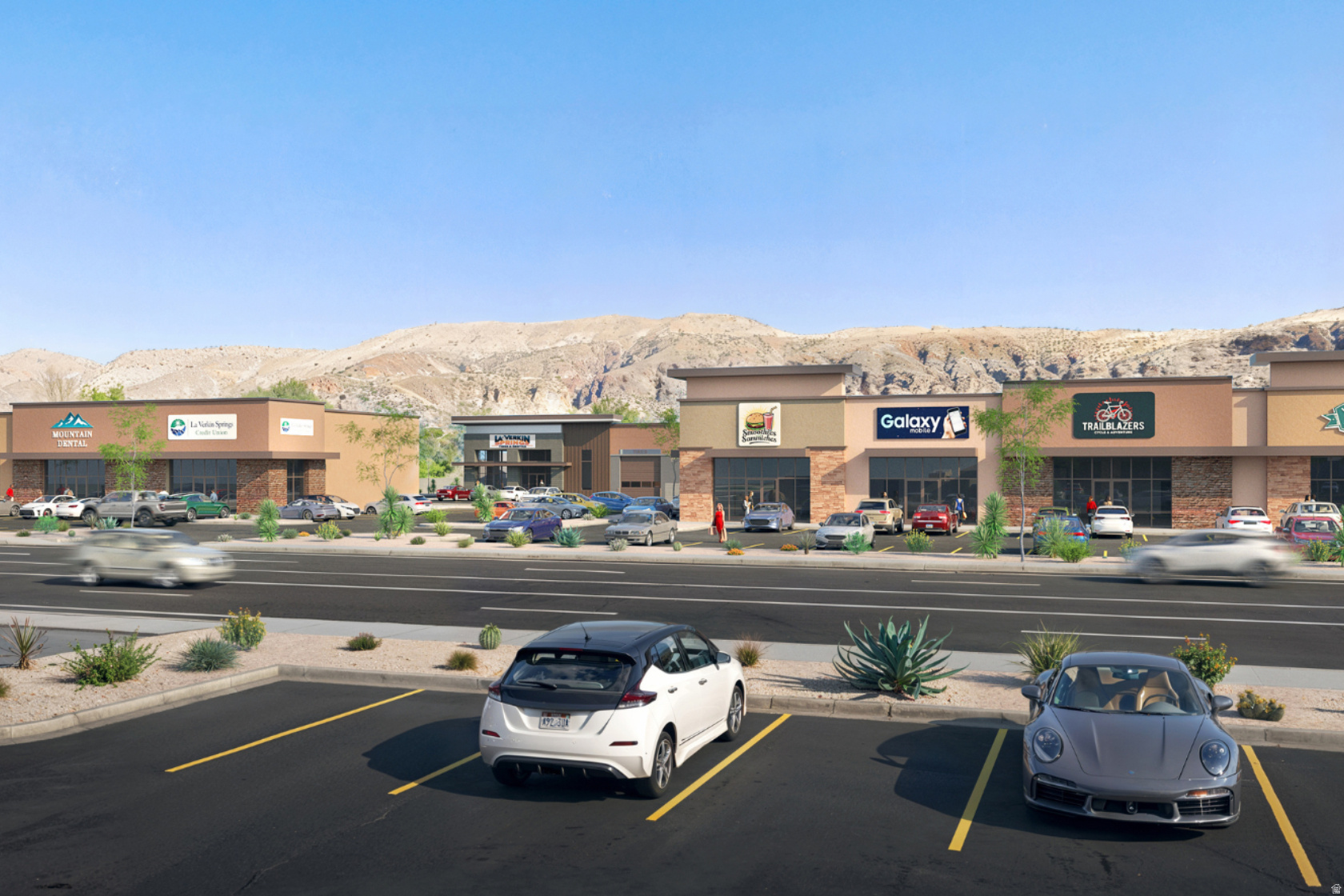 La Verkin Springs East - Premier Commercial at the Gateway to Zion:  Premier commercial opportunity at the Gateway to Zion. La Verkin Springs East is a planned commercial development on State Street (SR-9) -- directly on the main corridor from Las Vegas and St. George into Zion National Park (~5M annual visitors). Less than 2 minutes from Zion Canyon Hot Springs. Zoned for retail, restaurant, brew pub, automotive, credit union/bank, medical office, and beauty salon. Flexible suite sizes plus pad opportunities for QSR, drive-thru, and standalone tenants. Build-to-suit configurations available. Initial term plus renewal options. La Verkin is the closest major town to Zion with grocery, hotels, and lodging -- and a burgeoning resort community. Position your business where the traffic already is. Renderings are artistic depictions and subject to change.