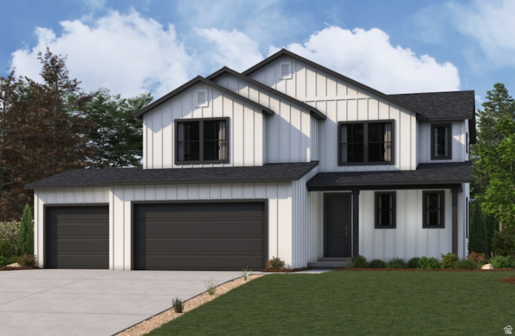 The two-story Glacier plan in Pinnacles Estates  offers thoughtful design and modern style, starting with an open-concept layout on the main floor. A kitchen with an island and walk-in pantry is steps from an airy dining area and a great room with access to a backyard. You'll also find a convenient mudroom on this level. The lavish primary suite is upstairs, boasting a large walk-in closet and a deluxe private bath with dual vanities, a soaking tub, and a walk-in shower. Two secondary bedrooms also feature walk-in closets. 9ft ceilings on the main floor and in the basement. Includes unfinished basement.