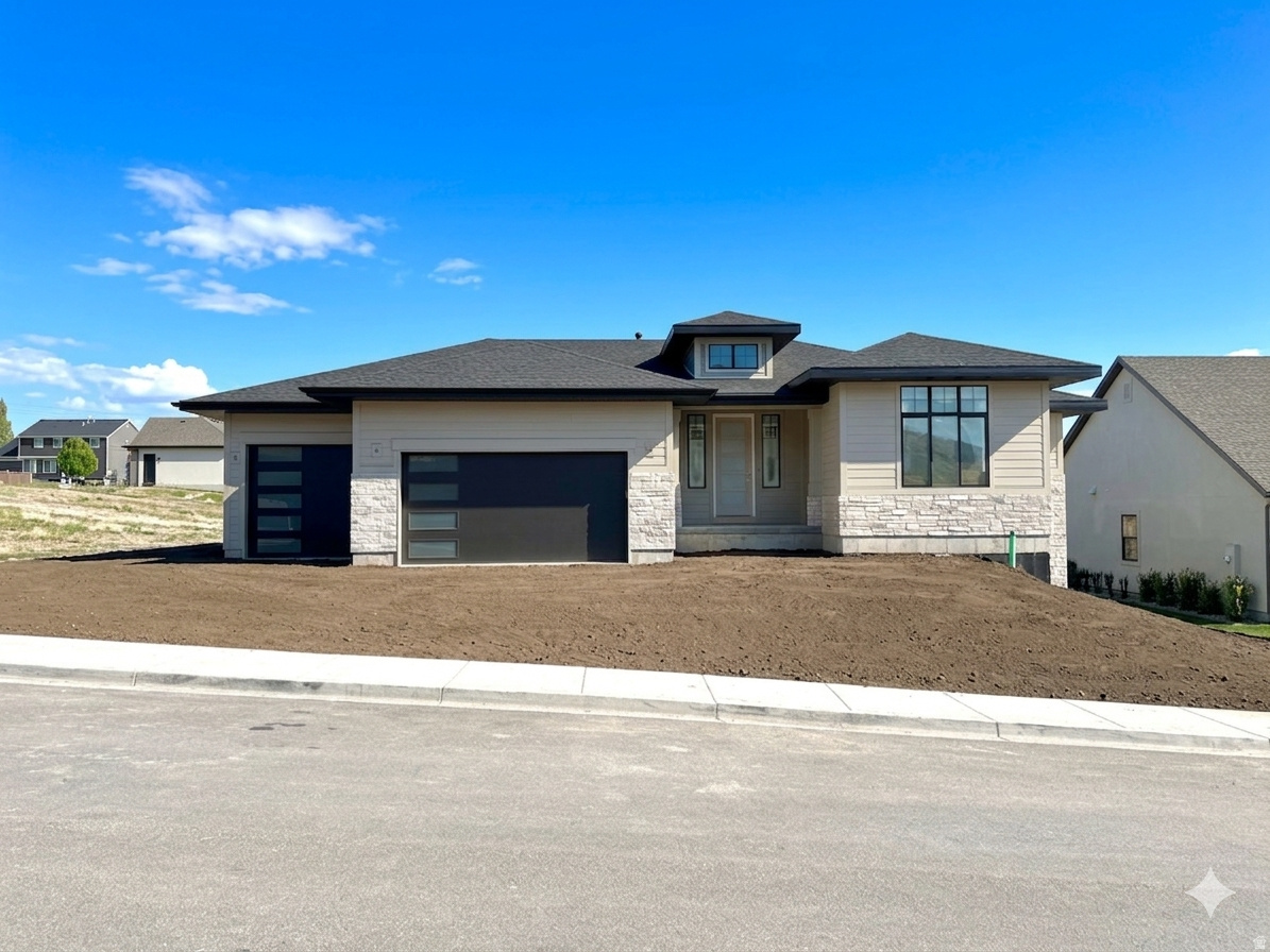 LOT#109. This 'Arietta' floor plan by Symphony Homes is expected to be completed in June, and list price includes full yard landscaping so you're ready for summer! This rambler combines modern upscale design with everyday comfort and every detail is thoughtfully crafted. The open family room features striking beams and a beautiful fireplace, creating a warm and inviting space. Enjoy a spacious kitchen with a large island, 36" countertop gas range, double wall ovens, walk-in pantry, and elegant finishes throughout. The primary suite offers a tray ceiling with shiplap, a soaker tub, dual vanities, and a generous walk-in closet that will have custom built-ins. Both bedrooms in the basement have walk-in closets. 3rd stall of garage is 36' deep with a taller door. With tons of storage, including cold storage, and an active radon system, this home blends function and style in all the right ways.