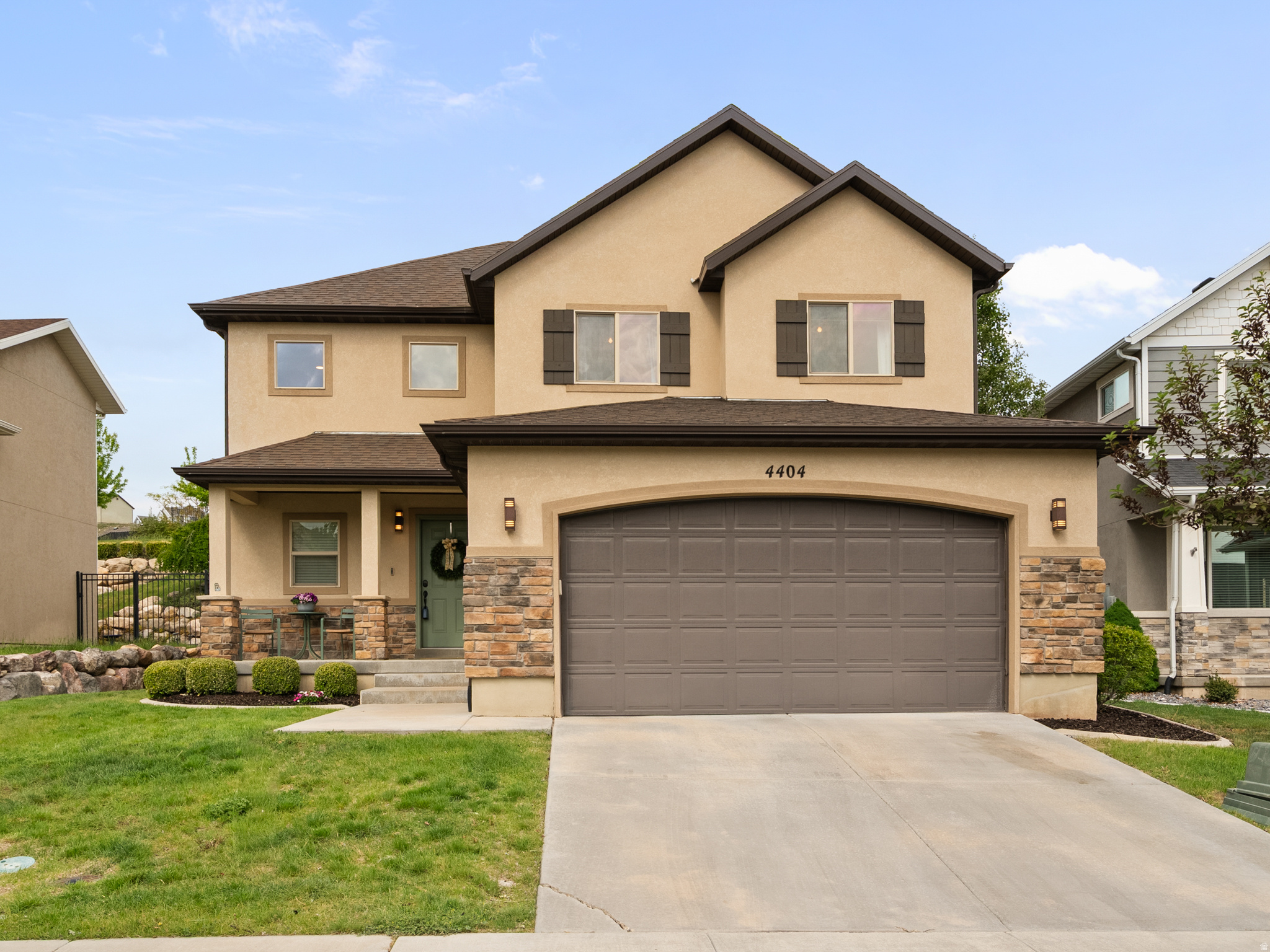 Live your best life in this beautifully updated home with new carpet, paint, lighting, landscape & more!  A well-maintained 4 bedroom, 3.5 bath, 2 car garage home in the heart of Traverse Mountain, featuring an inviting & open floor plan, blending comfort, functionality & style perfect for everyday living. The main floor boasts an open kitchen concept, an island & walk-in pantry. This gathering space flows into the family room with great views of the terraced backyard. Upstairs on the 2nd floor, complete with new carpet, a primary retreat with ensuite bathroom features a separate soaking tub, shower & spacious walk-in closet. Additionally, on the 2nd floor are 2 good-sized secondary bedrooms, a full bathroom, & a laundry room. Step into the basement for another family room or play room, a bedroom & full bathroom, offering flexibility & comfort for family, guest or for a home office. There is plenty of storage space with a storage room & cold cellar. Spectacular views of the Wasatch mountains, Utah Valley & Utah Lake from the top of the fully fenced, terraced backyard, professionally landscaped with a back patio to soak up the gorgeous Utah summers. Also located in the Top-Rated Alpine School District! Community Pool, Clubhouse & More!