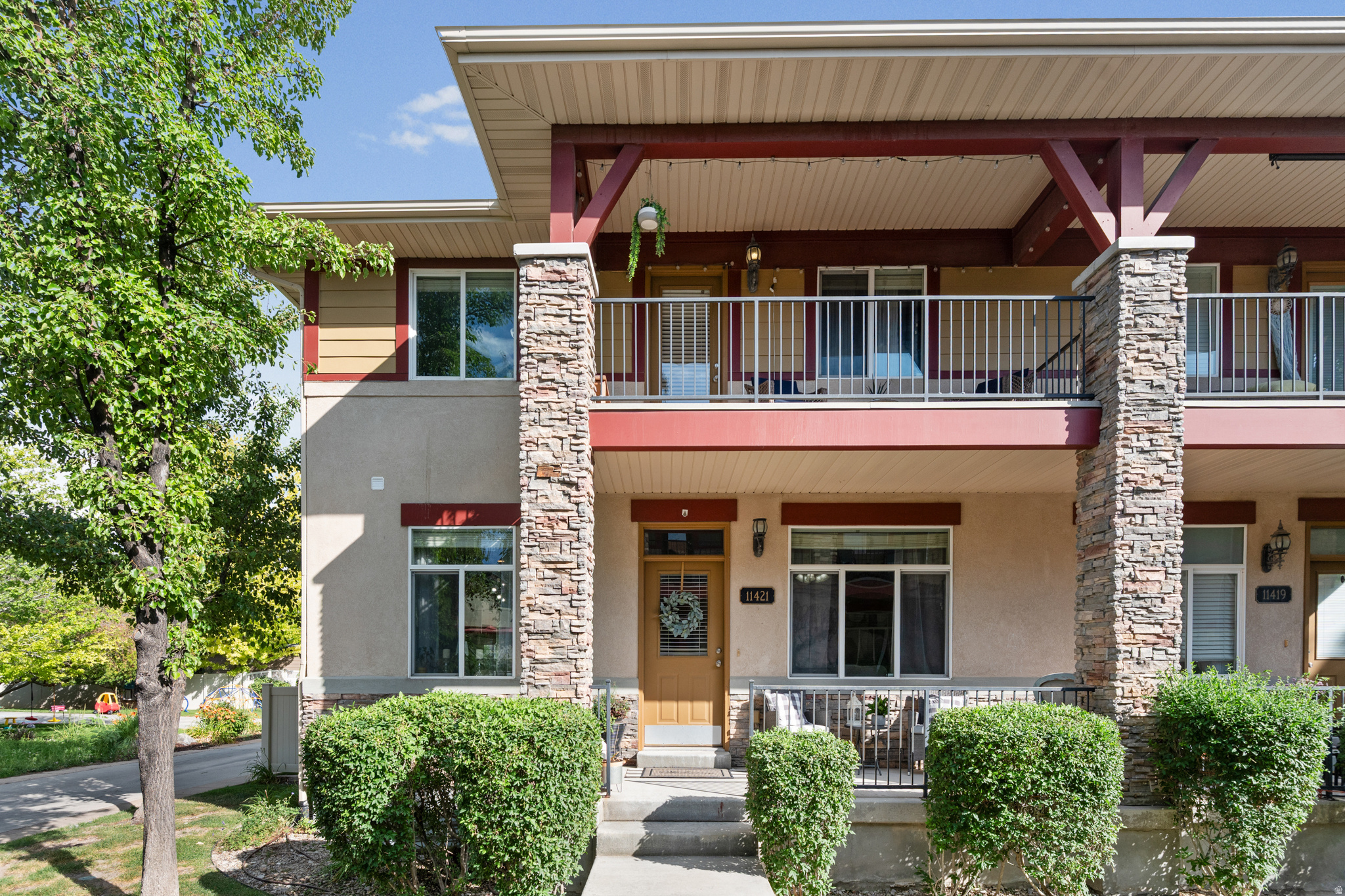 Experience the best of Daybreak in one of the community's larger end-unit townhomes. Offering 4 bedrooms, 3.5 bathrooms, attached 2-car garage, fully finished basement. This home provides the extra space and flexibility that you are looking for! The beautifully updated kitchen features modern finishes and flows seamlessly into the bright, open living area. The finished basement adds valuable living space perfect for a media room family room, home office, gym, or guest suite. Step outside to enjoy your private outdoor living space or unwind on the oversized balcony with direct access from the primary bedroom-perfect for morning coffee, summer evenings. With its end-unit location, you'll appreciate the abundance of natural light and added privacy that sets this home apart. Just minutes walk from Oquirrh Lake, Soda Row, scenic walking and biking trails, shopping, restaurants, parks, and schools, you'll also enjoy Daybreak's exceptional amenities, including community pools, fitness centers, tennis and pickleball courts, kayaking, paddleboarding, community gardens, and over 22 miles of interconnected trails. Combining generous living space, thoughtful updates, and one of Daybreak's most desirable locations, this move-in ready home offers an exceptional opportunity to enjoy the lifestyle that makes this community one of Utah's most sought-after places to live.