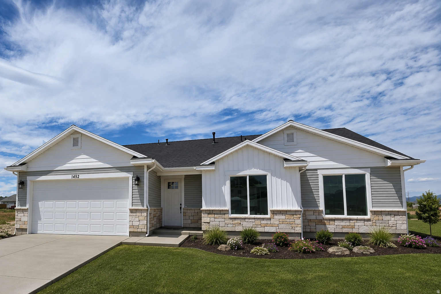 Currently the only single-level rambler with 4 bedrooms in Tremonton, this is a rare opportunity you won't want to miss!  Quality-built rambler is packed with stunning upgrades throughout! The builder spared no expense, adding beautiful finishes and thoughtful details that make this home truly stand out.  Up to 3% Lender Incentives available! *Photos of Landscape, Furniture and decor have been Ai generated and are not part of the sale.