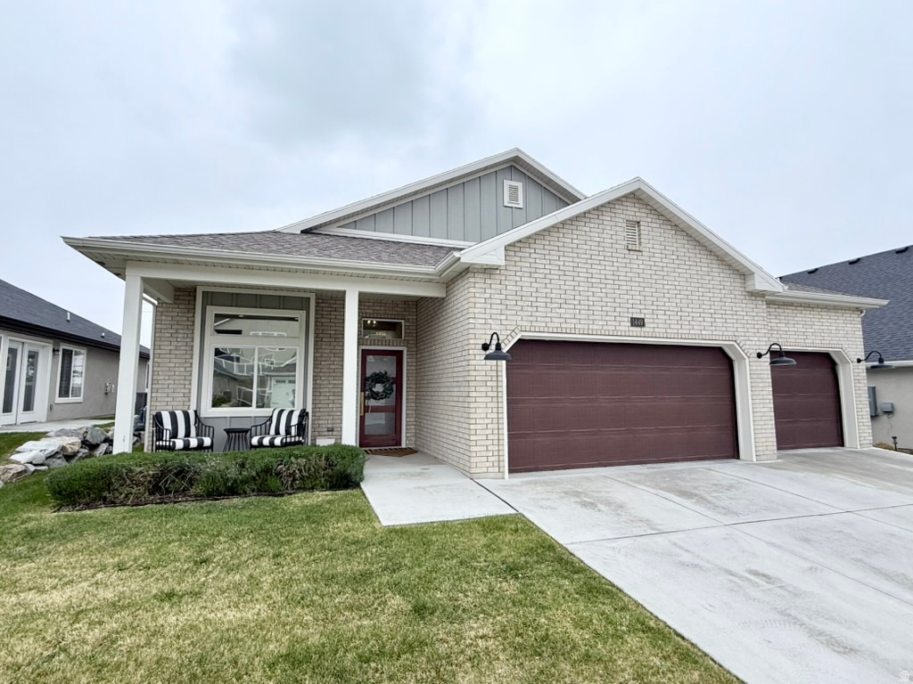 Don't miss this showstopper! Located on the east bench of Kaysville in a small, high-end 55+ community. It has everything you could possibly want for elegant living with no maintenance. Home has all the upgrades and features you'd expect of a model home: chef's kitchen with double ovens, 10' ceilings, upgraded cabinets throughout, hardwood herringbone floors, custom transom windows for plenty of natural light, high-end electrical and plumbing fixtures, electric vehicle charger in the 3-car garage, oodles of storage space... The list goes on and on. Enjoy one-level living with zero stairs into the home. As you enter the front door you find a front parlor room that can be used as a den/office--complete with a great view of the mountains out the window. Next, you'll find a flex room that can be used as an office or as a large pantry or storage/closet (currently has a daybed). The sparkling chef's kitchen, great room and dining area make up the heart of this immaculate home. A wrap around hallway behind the kitchen gives you access to the garage, laundry room, the guest bedroom, a closet, full bath and the master suite. Outside the back door, a covered patio opens onto a large hardscape backyard patio area that provides plenty of room for outdoor living, with valley views. Offthe kitchen and master suite, a wide staircase leads you up to a huge loft/bonus room for family and friend get-togethers. It also features a large third bedroom and third full bathroom with dual access doors from both the bedroom and the large bonus room. This designer home was built with amazing craftsmanship and meticulous attention to every detail. Wide hallways and doors throughout make for ease of access and mobility. Bank Buster Mortgage: get a below market interest rate and payment with the Bank Buster loan, exclusively available to buyers of this home through the preferred lender. Rate is a fixed-rate, 30-YR conventional loan as low as 5.5%. Compared to the 6.5% national average rate, you will save tens-of-thousands. Visit SaveRight.com and SaveRightMortgage.com for more details, or ask listing agent for more information.
