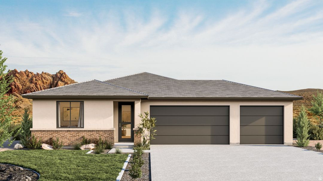 Nearing Completion!! Under Construction - Estimated Completion June 2026. Up to $15,000 available in builder incentives. BBH Builders presents the Clover Plan, ideally situated on a desirable tiered Lot 107 in the Shooting Star community in Washington City. This thoughtfully designed single-level home offers 1,571 square feet of functional and stylish living space. The open-concept layout features 10-foot ceilings throughout, creating a bright and spacious feel. The home includes three bedrooms, two bathrooms, and a fully painted three-car garage. The chef-inspired kitchen is equipped with quartz countertops, quality cabinetry, a large island, and a convenient butler's pantry, all seamlessly connected to the great room with a fireplace--perfect for both everyday living and entertaining. The primary suite provides a private retreat with a walk-in closet, dual vanities, a soaking tub, and a separate shower. Secondary bedrooms are generously sized and each includes its own walk-in closet, offering ample storage throughout the home. Additional highlights include a covered patio for outdoor enjoyment, upgraded appliances, and a variety of high-quality finishes and upgrades. Located in the desirable Shooting Star subdivision, this home combines comfort, functionality, and modern design in a prime Washington City location.