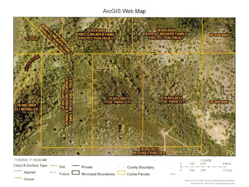 Ten Acres of recreational property off of Hyde Park Canyon Road. Just above the Hyde Park Water Storage Tank. Get up above the hustle and bustle, bring your camping gear, relax and enjoy the views of Cache Valley.  Buyer to verify all information. No utilities on property. Address is an approximation, ground is on the bench above and south of the water tank.  There is currently no sign on the property