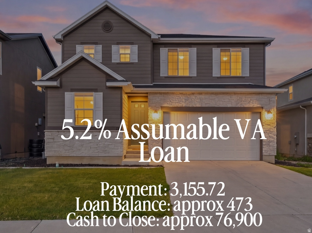 ASSUMABLE VA LOAN of 5.2%!!! Step into this beautifully built 2022 home that truly has it all. Featuring 4 generously sized bedrooms, 3 stylish bathrooms , and a comfortable loft space perfect for relaxing or gathering, this home offers both functionality and charm.  The fully finished yard is ready to enjoy, with lush green grass, a sprinkler system, and plenty of room for outdoor entertaining or play. You will also love the convenience of a spacious 2 car garage.  Situated just minutes from shopping, freeway access, two newly built schools, and the stunning Antelope Island State Park, plus only 17 minutes from Hill Air Force Base, the location makes everyday living easy while keeping outdoor adventure and commuting convenience close by. This home is move in ready and waiting for your personal touch to make it your own.  Home is virtually staged.