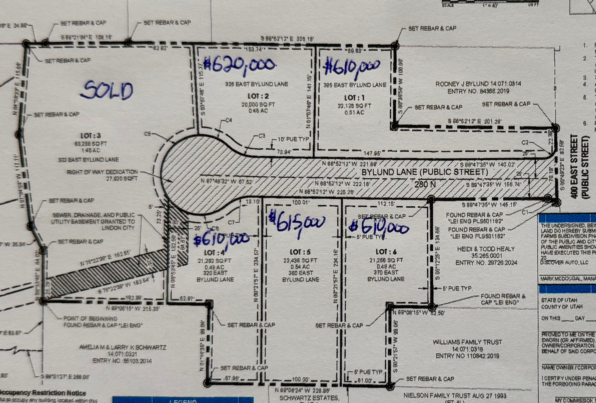 Bylund Farms. Great New 1/2 Acre Lots in Luxurious Lindon Neighborhood.  Great Views of Mountains. Close to New Lindon Temple.  Area or Large Homes. Developement Just Starting.