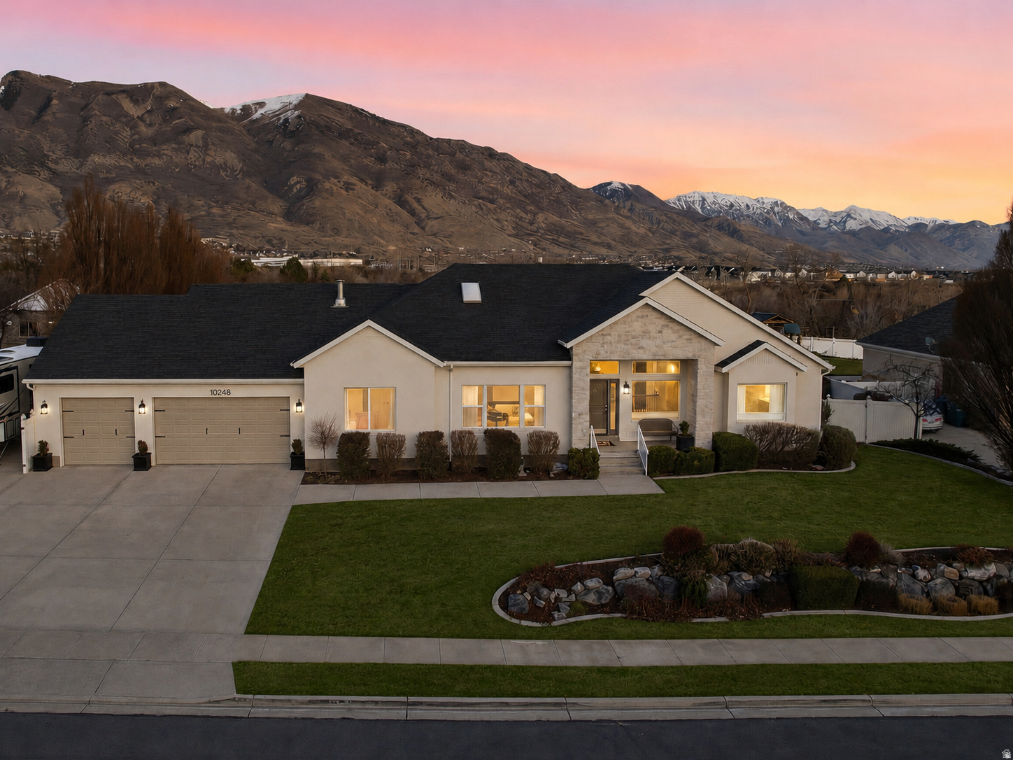An absolute masterpiece of a remodel done by renown contractor - Rival Builders! This charming main-floor living rambler in Highland sits on over half an acre with a pool, hot tub, pool house, garden and is just down the street from THE most prestigious golf course in Utah County - Alpine Country Club. Essentially every part of this home has new paint, flooring, lighting, plumbing fixtures, tile, wallpaper, appliances, etc. You'll love the high-end finishes like the engineered hardwood floors, stone-encased see-through wood-burning fireplace, custom kitchen cabinets, home gym with sauna/steam room, and so much more. Wanting a move-in ready home? The staged furniture and furnishings can be included in the sale with the right offer! If you're looking for a professionally designed luxury remodeled house in an incredible neighborhood, call/text the listing agent for a tour!