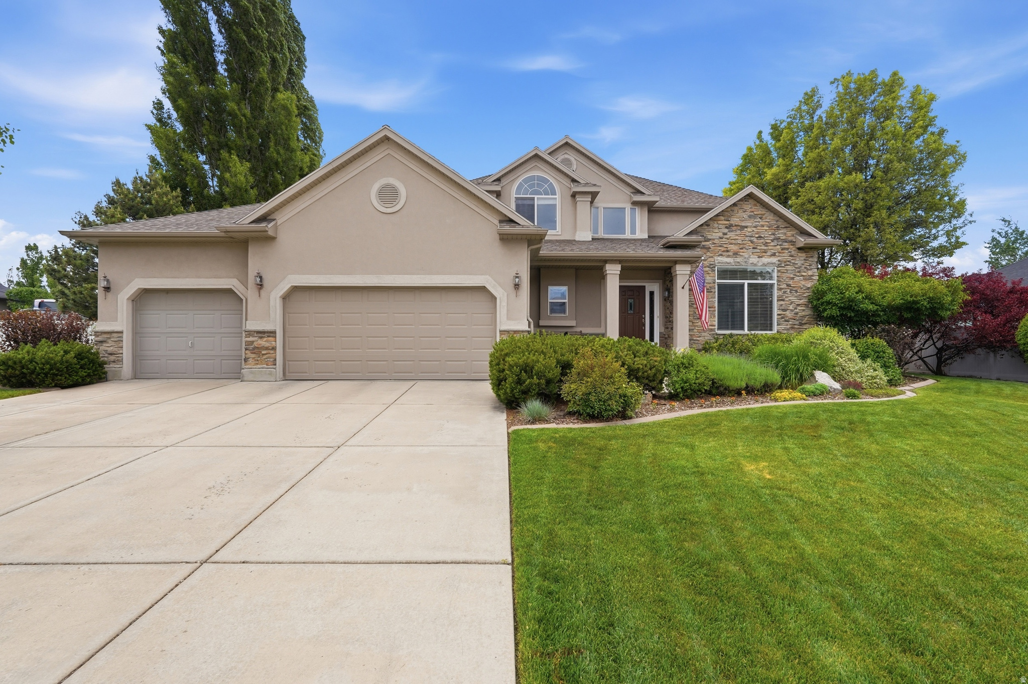 Located in a highly desirable and established neighborhood, this beautifully cared for home offers the charm and comfort that many buyers are searching for but rarely find in newer construction areas. Enjoy mature trees, a pristine yard, peaceful surroundings, and no constant construction noise or unfinished landscaping. The backyard is private with no rear neighbors and features an inviting patio space perfect for relaxing summer nights, entertaining, or outdoor dinners with family and friends. Inside, the home offers a light, open layout with neutral tones and tasteful upgrades throughout. The Knotty Oak kitchen, tile flooring, and multiple stunning corner stone fireplaces create a warm and welcoming feel. With 5 bedrooms and 3.5 bathrooms, there is plenty of room for family, guests, hobbies, or work-from-home needs. The spacious primary suite includes a large corner soaking tub perfect for unwinding at the end of the day. The basement is designed for entertaining and gathering, giving you additional flexible living space to enjoy year-round. Major updates include an updated furnace, newer exterior decking, and two water heaters with one newly installed in 2026. Seller is also willing to include the washer, dryer, refrigerator, patio furniture, ping pong table, treadmill, and additional items if desired, making this an incredible move-in ready opportunity.