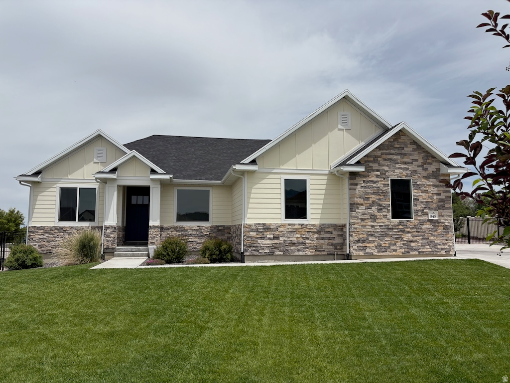 Welcome to this custom-built home beautifully situated on a peaceful cul-de-sac. It features an open floor plan with 9-foot ceilings throughout and unobstructed views of Mount Timpanogos and the nearby Payson Temple. The park across the street has a fun sledding hill and an extensive running trail that follows a creek. The master bathroom has a double basin vanity, enclosed toilet room, and a separate tub and shower. The basement has a family room, large bedrooms, closets, storage rooms, and a second kitchen. Nearly one-half acre of land enclosed by a concrete privacy fence provides ample space for the addition of a deck, shop, or accessory dwelling unit (ADU). There is additional parking on the side of the garage for a boat or other vehicles. Amenities include ceiling fans, a gas fireplace, and fast fiber internet. Square footage estimates were obtained from building plans and should be verified by the buyer.