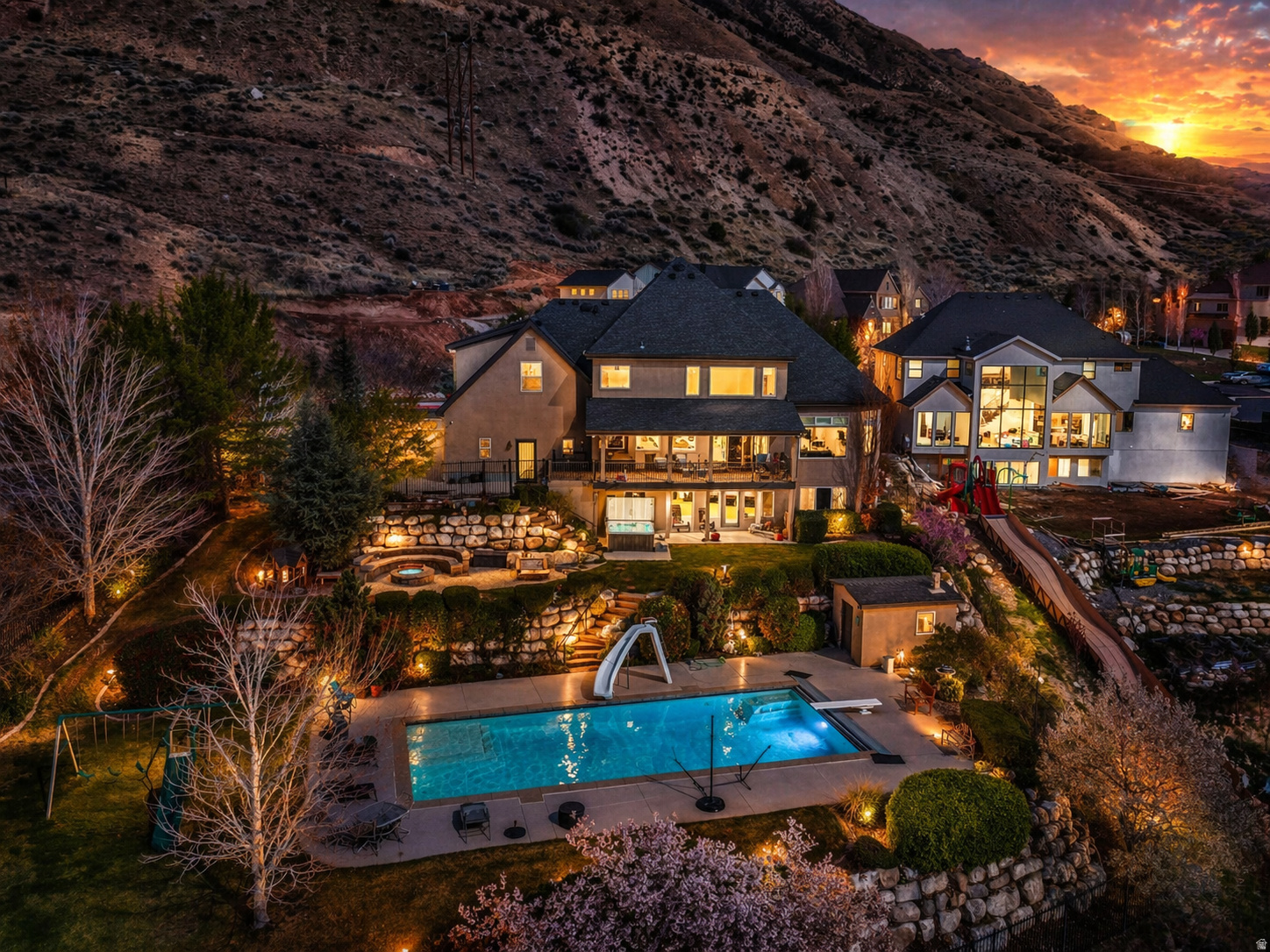 Perched at the base of the mountains in sought-after Cedar Hills, this exceptional home at 9503 N Timpanogos Cove offers the perfect blend of luxury, privacy, and outdoor living. Enjoy a resort-style backyard designed for entertaining, complete with a stunning pool and serene, private surroundings. Take in breathtaking, unobstructed views of the valley from your own home, while having direct access to nearby hiking and biking trails just steps away. Built to last with the added strength and stability of 53 helical piers, this home combines thoughtful engineering with elevated design-truly mountain living at its finest, where every day feels like a getaway.