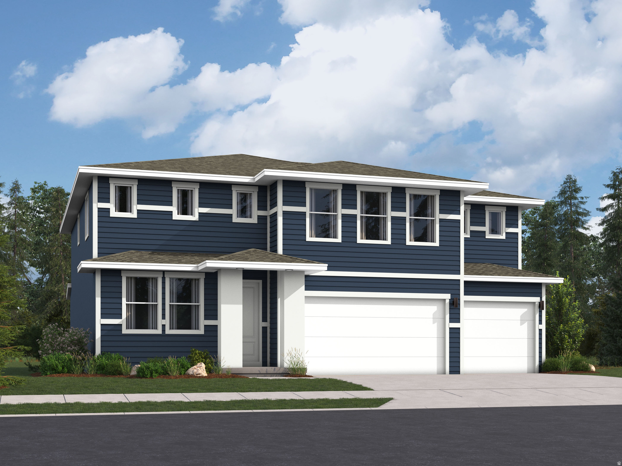 Parkway Fields - 4032- Teton. Receive up to $20,000 towards closing costs when financing with our preferred lender! Estimated completion in September. This plan features 4 bedrooms, 3 bathrooms, a 3-bay garage, and a full, unfinished basement! On the main floor, you will find a spacious family room, a large kitchen with white craftsman style cabinets, white quartz countertops, guest bedroom with full bathroom, and stainless steel appliances including gas range and refrigerator. The second floor has 3 bedrooms and a loft including the owner's suite, and a secondary full bathroom. Square footage figures are provided as a courtesy estimate only and were obtained from builder. Buyer is advised to obtain an independent measurement. Interior photos are of same style of home but not actual home.