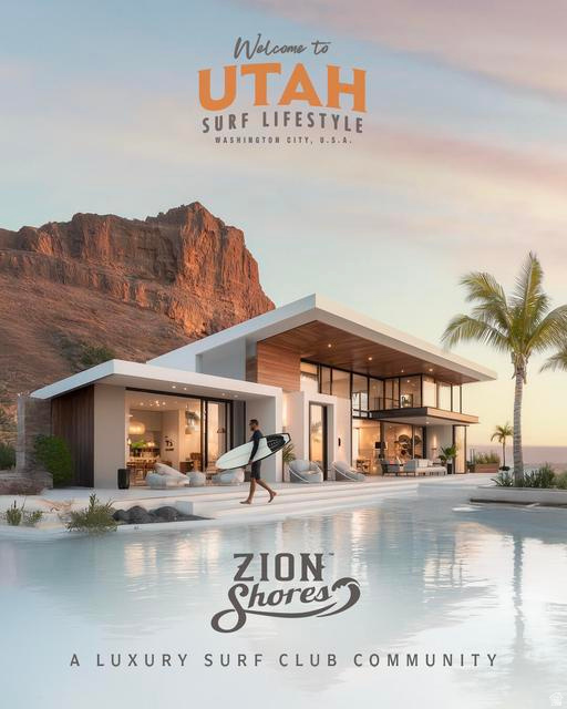 Here's the rare chance to be part of something special- where limited availablity meets unmatched lifestyle. Experience a community unlike any other-intimate, private, and globally rare-where homeowners enjoy priority, elevated service, and a lifestyle defined by stunning amenities. Zion Shores features a world class surf park and waterfront living with a 9 acre private lagoon perfect for paddle boarding and kayaking, topped with private cabanas and a list of future items to be announced. Just outside the community discover the thrill Southern Utah offers including off-road motorsports, scenic hiking, exhilarating mountain biking, world glass golf and miles of paved trails throughout greater St. George. This is more than a distination. It's a lifestyle reserved for those who expect the exceptional. Enjoy multiple photos of whats being created now. Photo section include artist renditions of similar homes and community projects to be built.