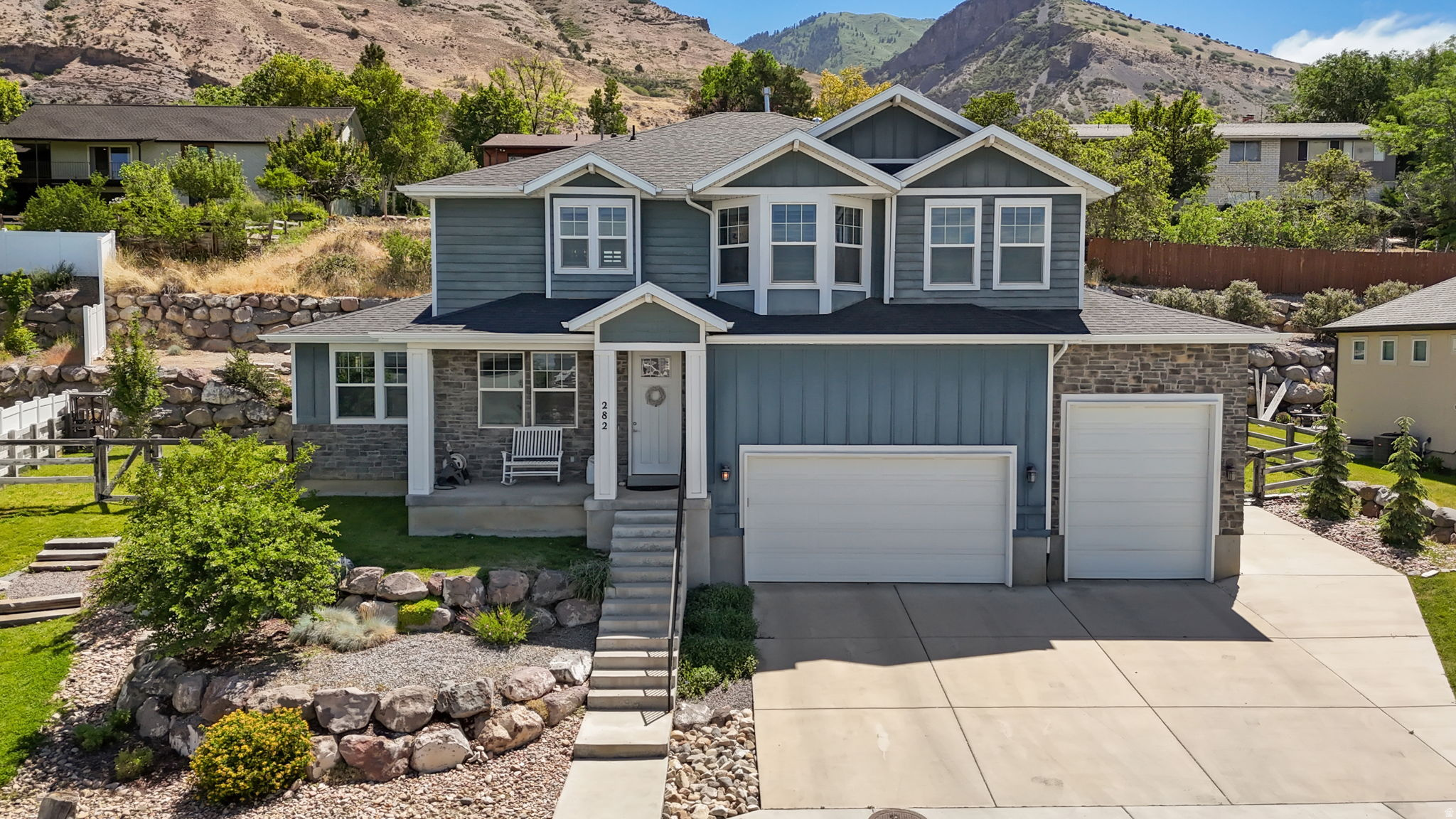 Pristine home in the desirable benches of  Pleasant Grove boasting spectacular views, unbeatable trail access, and a prime location just 15 minutes from Lehi's Silicon Slopes! This expansive 4,700 sq. ft. residence features 6 spacious bedrooms and 3.5 bathrooms, highlighting a fully finished basement complete with its own private mother-in-law apartment. The main level offers an open, light-filled floor plan perfect for gathering, STUNNING UNOBSTRUCTED VALLEY AND MOUNTAIN VIEWS FROM THE PRIMARY SUITE! Enjoy the peace of mountain-side living with an easy commute to Utah's top tech hub. Perfect for multi-generational families or tech professionals seeking space and versatility. A must see for yourself, one of a kind home.