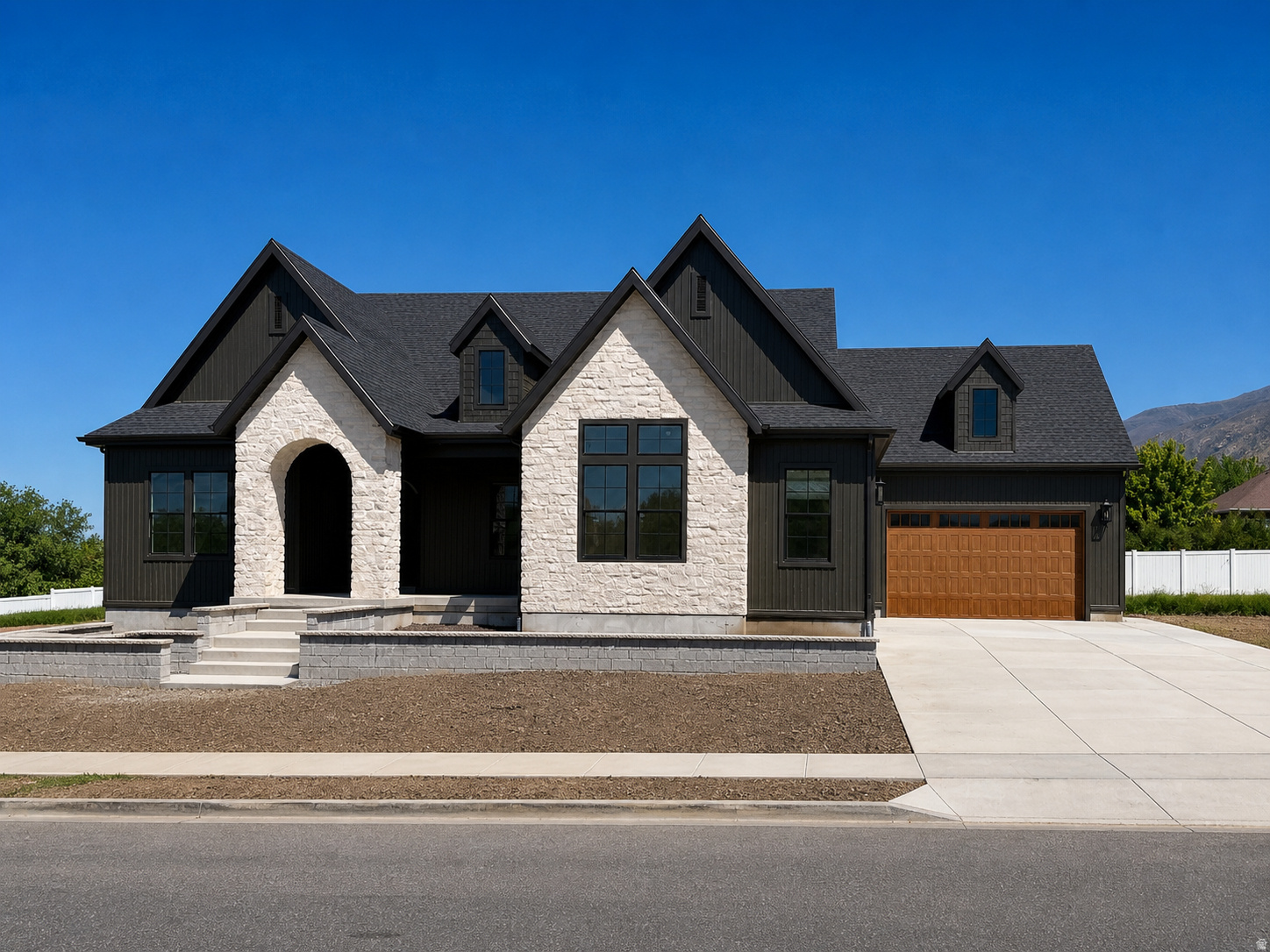 LOT#128. This stunning "Treble XL" has awesome and timeless curb appeal with Symphony Homes' new "European Romantic" exterior, and tons of upgrades throughout this very popular and spacious floorplan! This home is expected to be complete by June. This home features two 2-car garages that will be finished. Enormous Primary Suite has an oversized shower, freestanding tub, separate vanities, and a custom wardrobe room with a laundry hookup for convenience. Family room will feature stain grade wood beams and a custom fireplace. Kitchen will be equipped with upgraded appliances, including 48" dual fuel gas range, built-in side by side fridge & freezer, and an oversized walk-in butler's pantry with countertops and outlets. Huge dining nook with decorative ceiling. Large laundry room in basement includes ample cabinetry & countertop. One of the bedrooms in the basement has its own en-suite bathroom! You'll love entertaining in the finished basement featuring a beautiful wet bar and a half bathroom for guests. Lots of storage space throughout. Quality LVP flooring, extra high ceilings. Large covered patio. Amazing craftsmanship and interior design throughout. List price includes 100k in full yard landscaping.