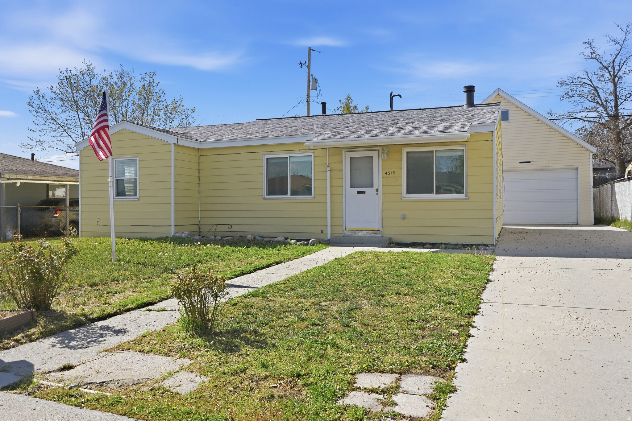 Get ready to fall in love with this beautifully updated single-level gem-packed with charm, function, and a hard-to-find detached garage that truly sets it apart! The oversized garage easily fits up to 3 cars and features an unfinished loft space ready for your vision-think storage, studio, or the ultimate hangout retreat. Inside, the home was thoughtfully renovated in 2023 with stylish new flooring, a refreshed kitchen and bath, and modern light fixtures throughout. The kitchen shines with granite countertops and custom soft-close cabinetry, while the bathroom is elevated with quartz countertops and a matching soft-close vanity. Cozy up by the woodburning stove adorned with stunning vintage tile, adding warmth and character you just can't replicate. Offering 2 bedrooms, 1 bath, and a spacious family room with a semi-formal dining area, this home delivers easy, one-level living. Bonus: ALL appliances stay! Whether you're a first-time buyer or an investor searching for a turnkey rental, this one checks all the boxes-plus it's conveniently located near shopping, dining, and everyday essentials.
