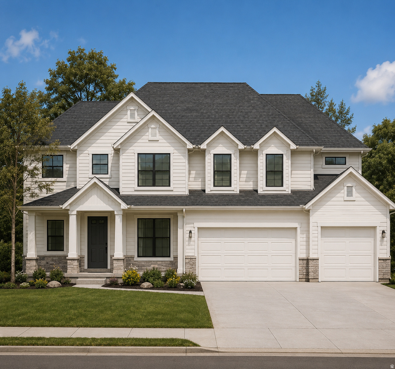 Brand new Konlee floor plan in our Moonlight Village community! Over 5,000 square feet of total space, this thoughtfully designed two-story home features five generously sized bedrooms, including a luxurious main-level primary suite, 3.5 bathrooms, and an impressive two-story great room filled with natural light. The gourmet kitchen is the heart of the home, complete with abundant cabinetry, an oversized island, and a walk-in pantry-perfect for entertaining and everyday living. Upstairs, a versatile loft provides additional living space ideal for a media room, home office, or play area. A standard three-car garage and an unfinished basement offer endless possibilities for storage and future expansion, making the Konlee floor plan an outstanding choice for families seeking comfort, functionality, and room to grow. Pics of this home are of previously built Konlee homes. Contact agent for more info!
