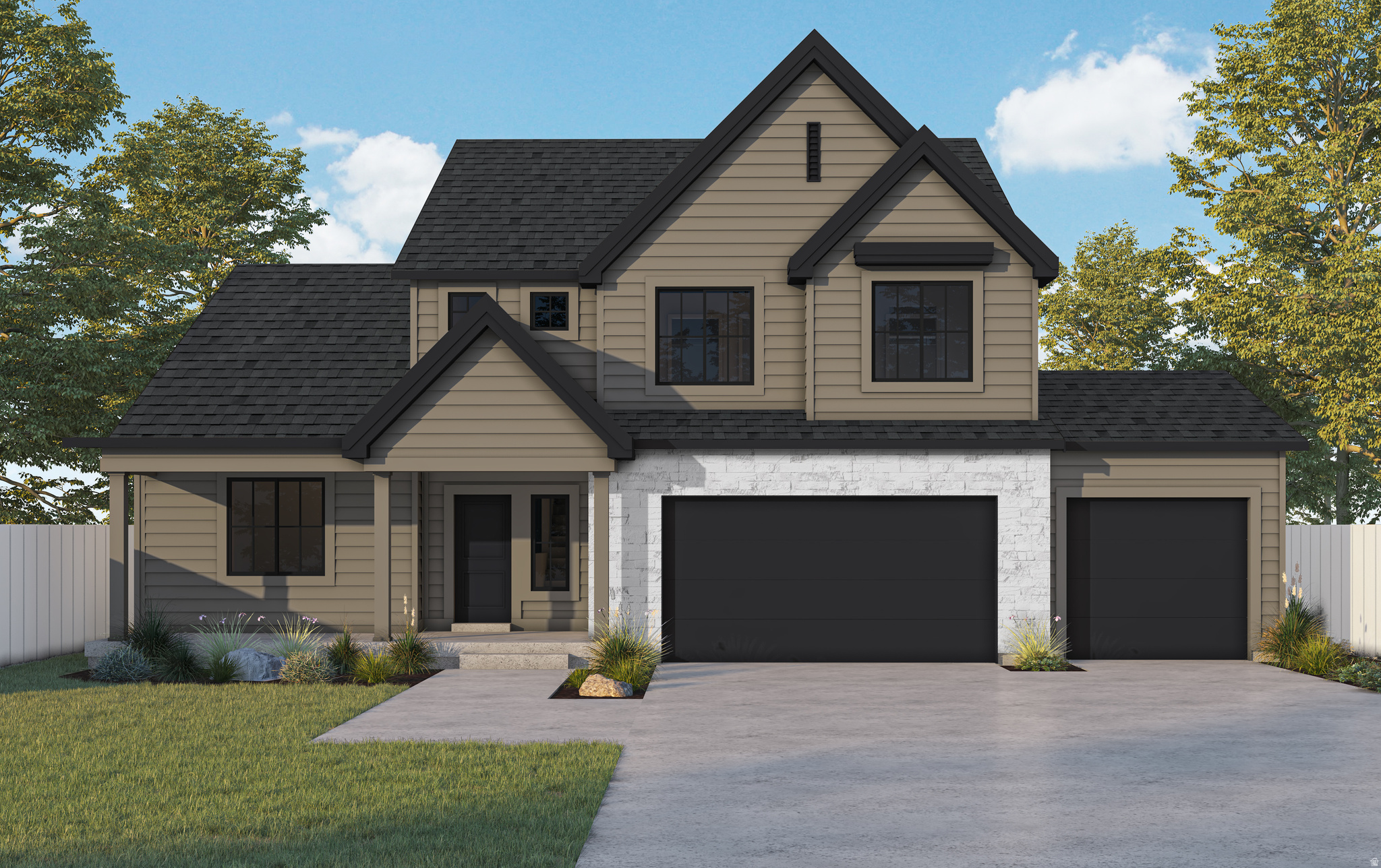 * ESTIMATED COMPLETION JULY 2026 This amazing SYDNEY Plan - 4 bed home with a Modern Farmhouse Exterior. The main floor owner's suite has it all: tray ceiling, walk-in closet with stackable laundry connection, double undercounter sinks, soaker tub and oversized shower.   Get cozy in the large family room around the fireplace. The open concept kitchen includes a large island for food prep/counter seating, a large walk-in pantry, grand gourmet kitchen with gas cooktop, double oven, 42" upper cabinets w/ crown molding, 30" Single sink, upgraded cabinet with dovetail, soft-close features.    Laminate floor throughout the kitchen, dining, family room, & separate office space with glass single lite French doors.  Quartz countertop in kitchen and bathrooms,  Powder room located next to the garage entry and mud room bench. Stair railing with newel posts. Upstairs has a loft, 3 large bedrooms, full bathroom, and full laundry room.  Home includes unfinished basement with 9' foundation walls and an outside entrance, ready to build out future ADU, room for a large family room, 2 additional bedroom, a bathroom, and under porch storage.  2 95% efficient furnaces, 50-gallon water heater, & plumbed for a soft-water system.  Large 3-car garage and extra space on the side of the garage to add an RV pad.  ** Special Interest Rates are Available ** with our Builder Forward Commitment (BFC) if you use DHI Mortgage in addition to receiving up to $7,000 toward closing costs.  ****   *Ask me about our 7/6 ARM rate  Ask me about our generous home warranties, active radon Mitigation System, and Smart Home Package, which is included in this home.  The actual home may differ in color, material, and/or options. Pictures are of a finished home of the same floor plan and the available home may contain different options, upgrades, and exterior color and/or elevation style. Square footage figures are provided as a courtesy estimate only and were obtained from building plans. No representation or warranties are made regarding school districts and assignments; please conduct your own investigation regarding current/future school boundaries.