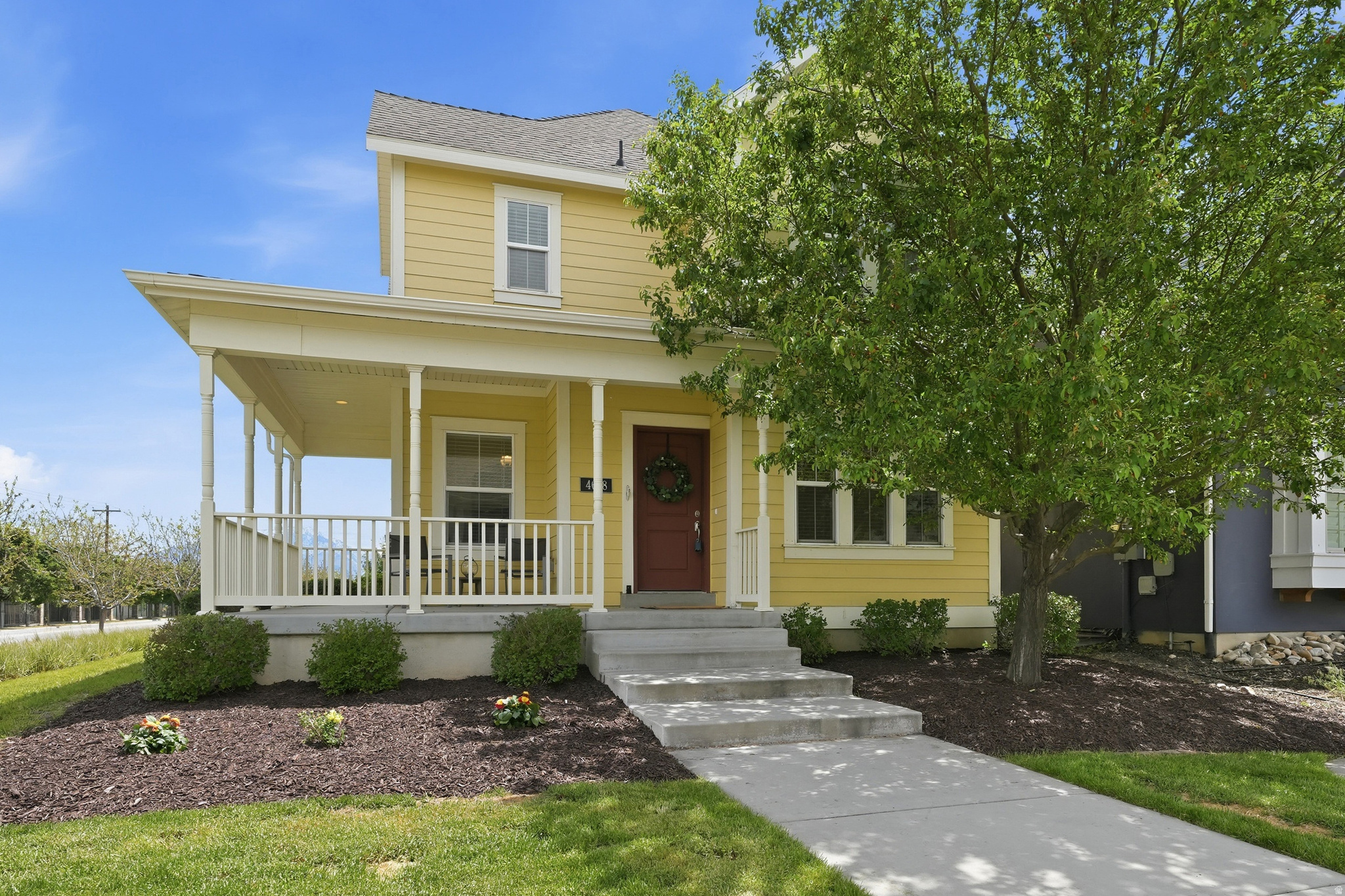 Move-in ready Daybreak gem! This beautifully refreshed home features brand-new flooring, fresh interior paint, and all-new blinds, creating a bright and inviting feel throughout. Filled with tons of natural light, the thoughtfully designed layout includes a fully finished basement for added living space, flexibility, and comfort. Enjoy the charm of the wraparound porch-perfect for relaxing mornings or evening unwinding. A rare find in Daybreak, this home also includes its own private driveway-an uncommon and highly desirable feature-plus convenient adjacent street parking for guests. Located in one of South Jordans most sought-after communities, with easy access to parks, trails, shopping, dining, and all the incredible amenities Daybreak has to offer!The Daybreak Master Association includes: Internet, Community and fitness center, swimming and splash pads, parks, 50+ miles of trails, tennis/volleyball/basketball courts, soccer fields, resident boating privileges on Oquirrh Lake AND on the new Watercourse within this community - See Here - (free canoe, kayak, stand-up paddleboard rentals), and community management and covenant oversight. **Additional information is available on the Daybreak Website: https://www.mydaybreak.com/realtors___new_ownersSquare footage figures are provided as a courtesy estimate only and were obtained from _________County Records_____ .  Buyer is advised to obtain an independent measurement.