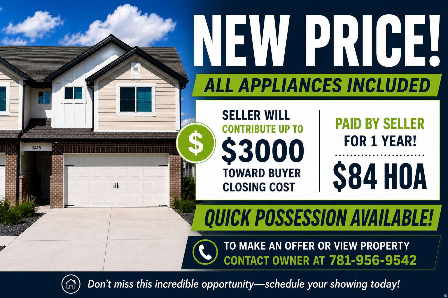 LOAN CAN BE ASSUMED -Offered at $388,000, this beautifully maintained end-unit townhome in West Haven presents an incredible opportunity-with comparable value potential up to $400,000. Located at 3416 W 3950 S, this spacious 1,533 sq ft home features 3 generously sized bedrooms and 2.5 bathrooms, providing both comfort and functionality. The open living area is perfect for relaxing or entertaining, while large windows showcase stunning mountain views you'll love waking up to each day. The property includes a convenient 2-car garage and comes move-in ready with all major appliances-refrigerator, washer, and dryer are all included. Additional items may be negotiable, offering flexibility for buyers. This desirable end unit provides added privacy and natural light, making it stand out from the rest. The home is only being sold due to job relocation, creating a great opportunity for the next owner. Don't miss your chance to own a well-cared-for home in a scenic and convenient location.