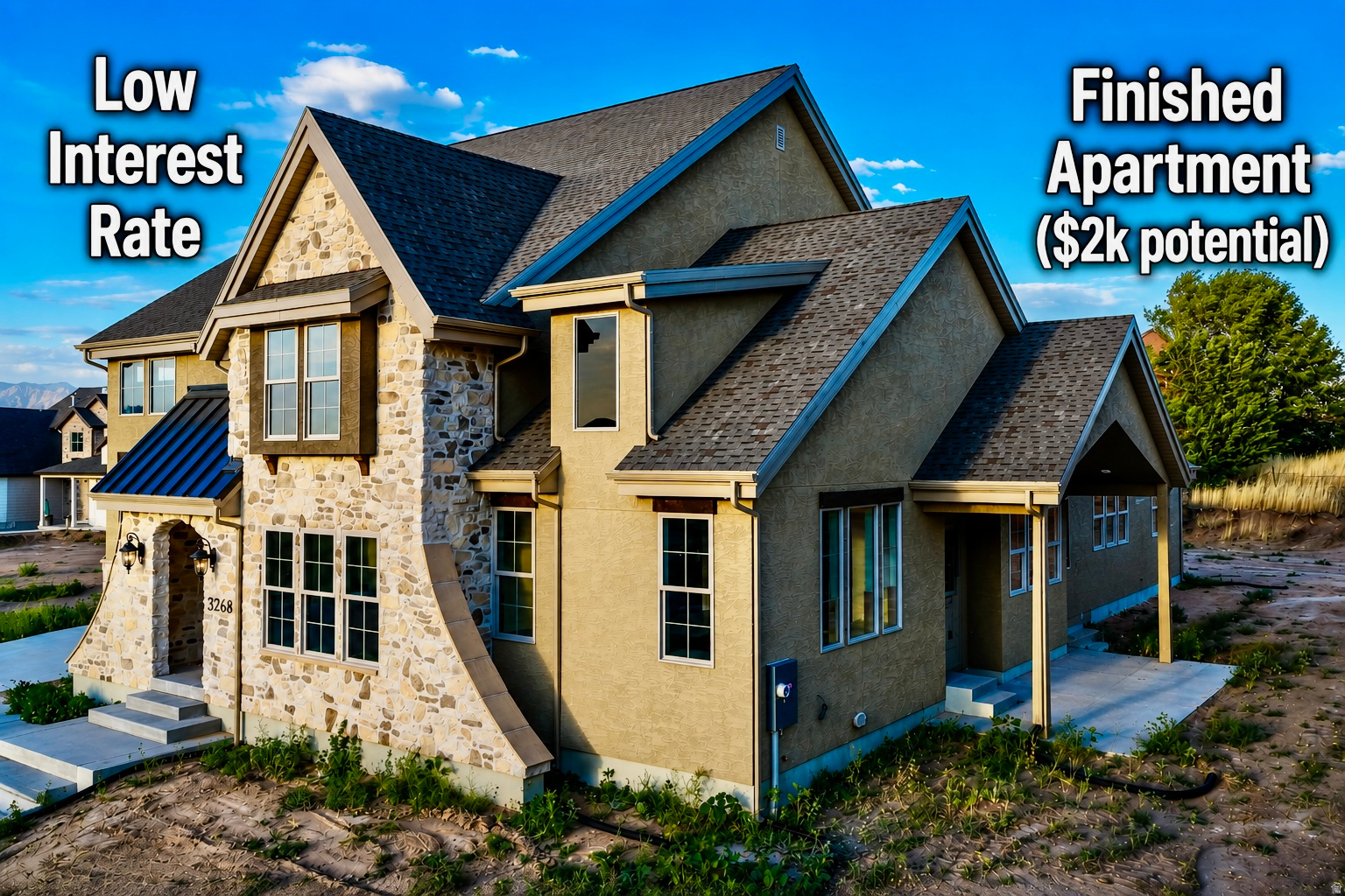 **Lender incentive with low interest rate!** Enjoy having $2000 of your mortgage paid by fully Separate ADU rental.  One of two spec homes available in the subdivision! This stunning custom home offers the perfect blend of quiet country living with convenient access to nearby amenities. Built by Dalton Construction, this thoughtfully designed two-story home truly breaks the mold, featuring a fully separate, rentable ADU-ideal for extra income, guests, or multi-generational living. Step inside to a light-filled interior enhanced by an expansive window package that floods the home with natural daylight. The open-concept great room and kitchen showcase beautiful hardwood cabinetry in a rich walnut finish, extending to impressive 10-foot ceilings with under-cabinet lighting. Highlights include a custom 6-foot range hood, quartz countertops, and a show-stopping butler's pantry complete with a second sink, quartz surfaces, and direct access to the covered grilling porch. Durable, high-quality LVP flooring runs throughout the main level and ADU, offering both style and functionality. Relax by the elegant linear electric fireplace featuring a handcrafted mantel and hearth. The main-level primary suite is a true retreat, complete with an ensuite bathroom boasting a soaker tub, double vanity, custom-tiled shower, and a spacious walk-in closet. The ADU impresses with a vaulted great room, full kitchen with island, two bedrooms, a full bathroom, laundry area, and its own private garage. Upstairs, you'll find a second family room or rec space perfect for entertaining, along with three generously sized bedrooms and a full bathroom. Additional features include a covered back patio and an oversized four-car garage-perfect for vehicles, toys, and storage. This exceptional property delivers versatility, craftsmanship, and lifestyle all in one remarkable package.