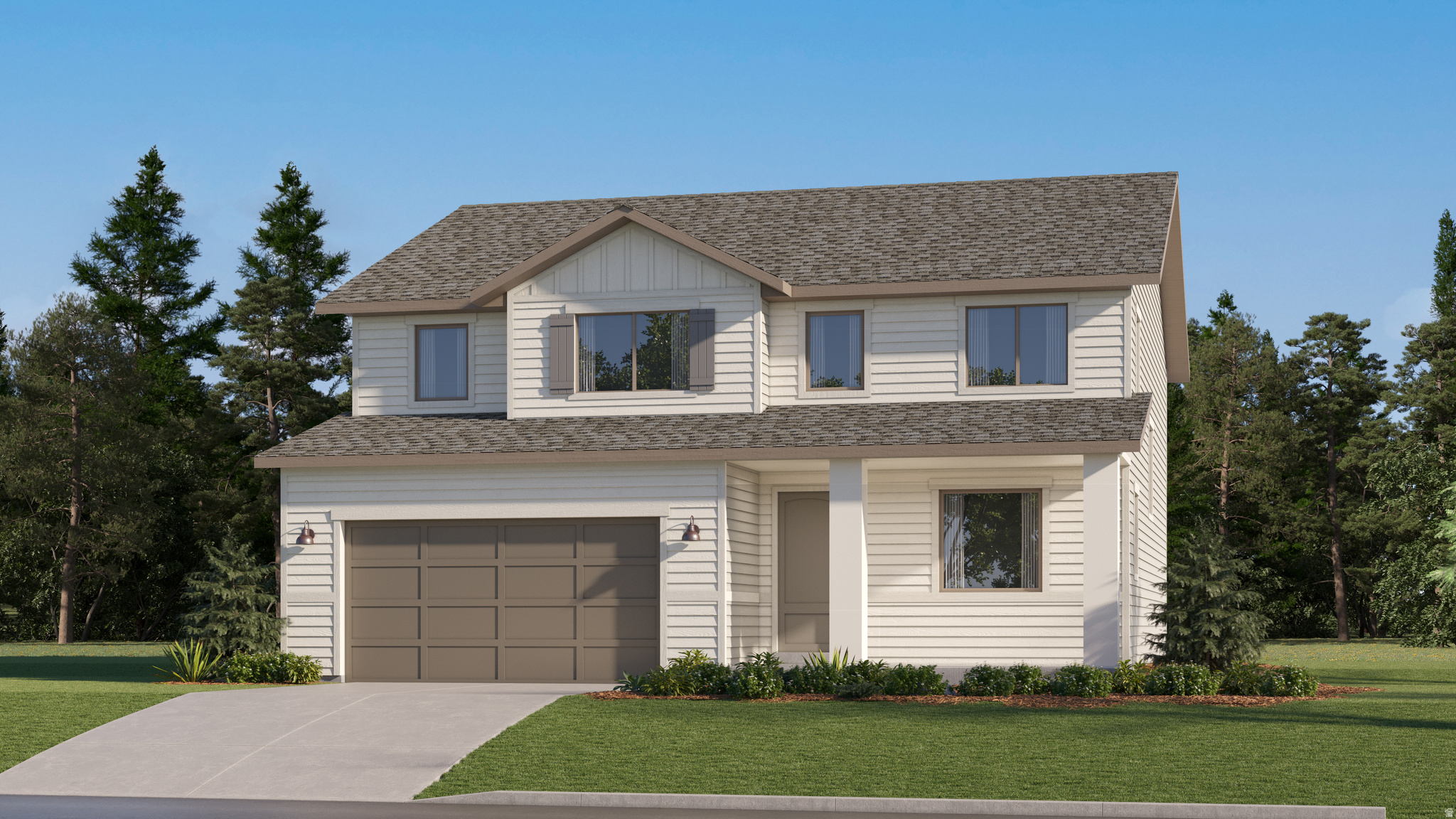 The Valley at Wildflower Courtyards - 3182 - Sequoia. Offering up to $20,000 towards closing costs or ask about our rate buy downs when financing with our preferred lender!  Estimated completion in August.  Full yard landscaping including fence!   This home offers 4 bedrooms, 2.5 bathrooms, a tandem three-car garage, vaulted ceilings, and a full, unfinished basement.  The first floor offers a large family room, mudroom, dining area, and a kitchen that boasts white craftsman style cabinets with Miami Oro quartz countertops and stainless steel appliances, including the refrigerator!  Upstairs you'll find 4 bedrooms, including the luxurious owner's suite with walk-in closet and a bathroom with dual vanities. Square footage figures are provided as a courtesy estimate only and were obtained from builder. Buyer is advised to obtain an independent measurement. Interior photos are of same style of home, but not the actual home. Rendering is for illustrative purposes only.