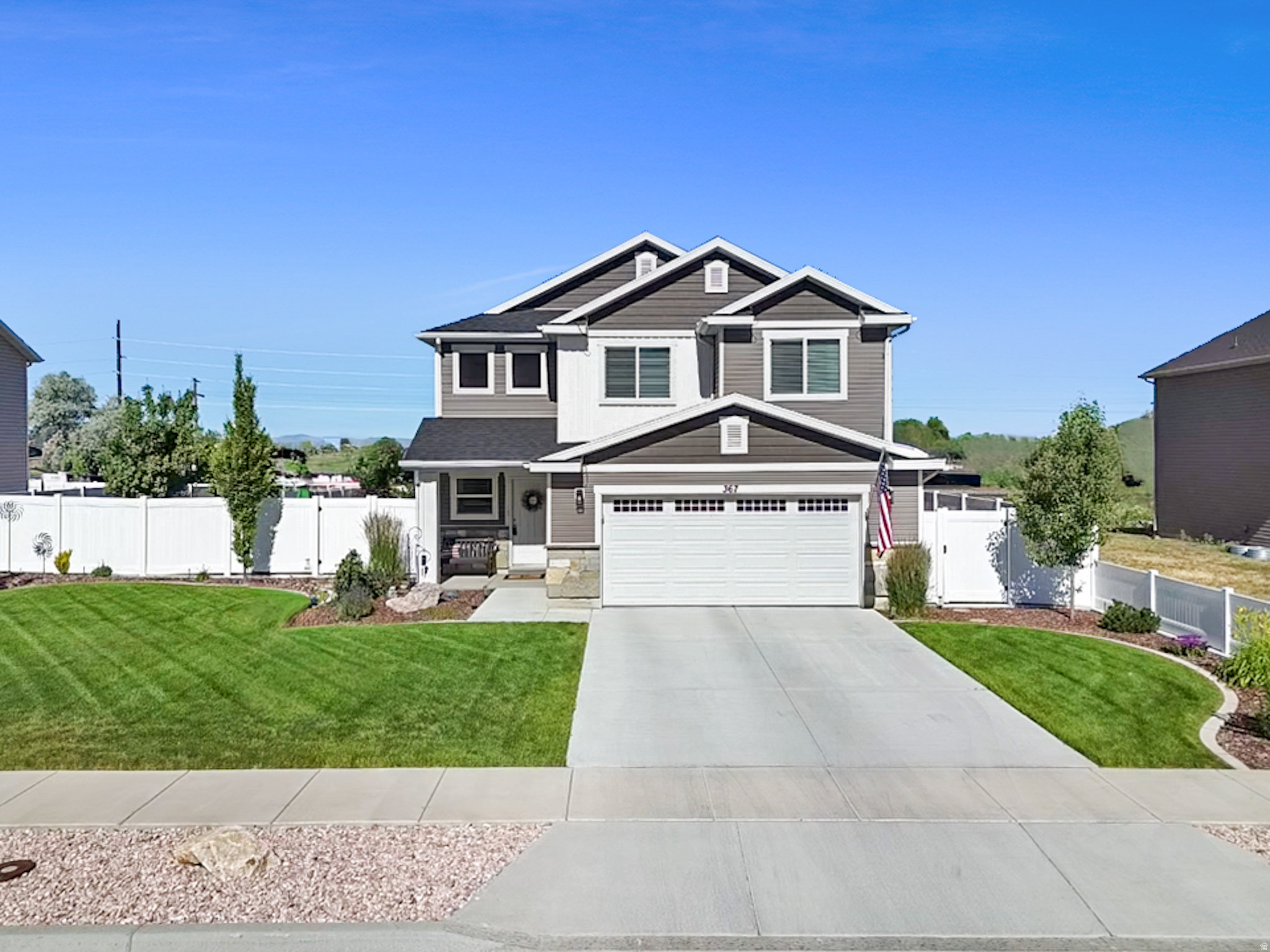 Talk about perfection!  This house is it!  Located in a newer subdivision this home will check all of the boxes.   The yard is on a roomy lot and is meticulously landscaped and is completely fenced.   There is a very nice covered patio with a nice rolling shade.   The main level has a very nice great room with lots of storage and a dedicated dining space.  There is a nice pantry, granite counter tops, soft close drawers and taller cabinets for more storage!   There is  plenty of room to spread out!  The upstairs has four bedrooms including a very nice master suite with a walk in closet.  Laundry is conveniently located on this level and all of the bedrooms have great closet space.  Plus a great bonus is this home has holiday lighting already in place!  This home has been lovingly taken care of and is just waiting for a new owner!