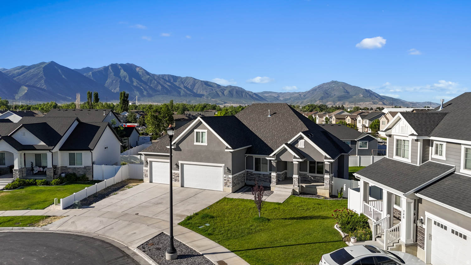 This newer home in a highly desirable Spanish Fork location shines with a gourmet kitchen featuring white cabinets and granite countertops, a cozy fireplace, and a garage with epoxy flooring, custom woodwork ascents throughout, large yard, new fridge in the kitchen included, garage fridge included, washer and dryer included as well. Carpets were all professionally cleaned after the owners moved out. Located near the Spanish Fork River Walking Trail, sports park, shopping, and the high school, the home also boasts essential bonus spaces, including an unfinished basement with  designated future movie theater room (with no windows) and a spacious, cleverly hidden cold storage room located in the furnace area. This prime property perfectly blends modern style with functional space! With around 100k down, a VA approved buyer could assume the seller's 2.25% rate but only a VA eligible buyer can do this!