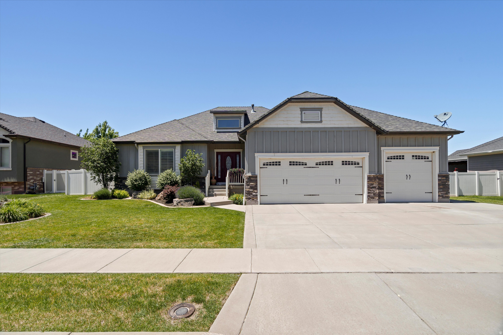 Amazing, super clean home in a highly sought-after South Weber location! Features granite countertops, dual bathroom sinks, a large primary suite with a separate tub/shower, and a cozy finished basement. Beautifully landscaped, fully fenced yard. Must see!" Square footage figures are provided as a courtesy estimate only and were obtained from county records. Buyer is advised to obtain an independent measurement.