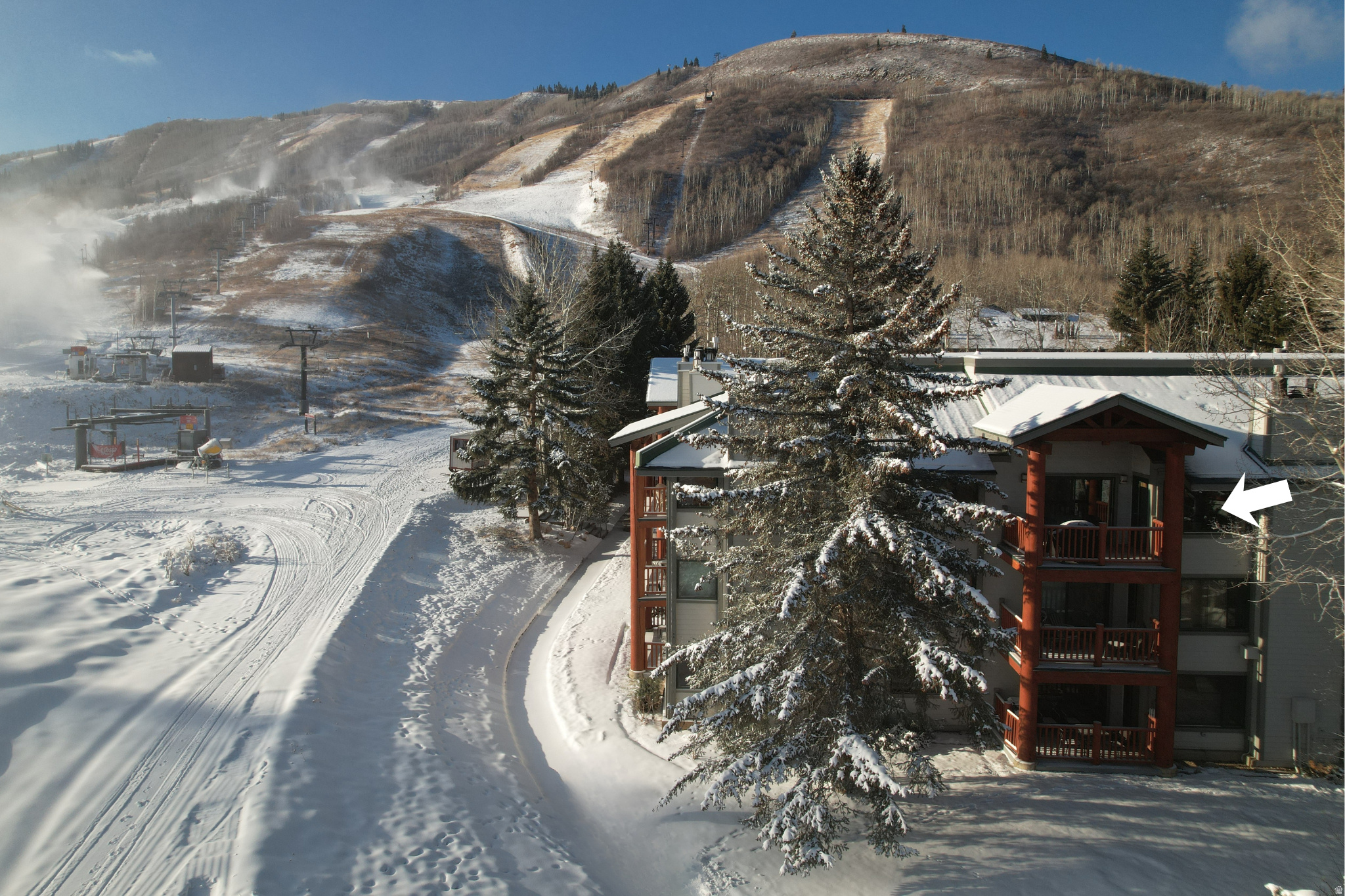 This rare two-bedroom-plus-loft, three-bath unit is located at the base of Park City Mountain resort with First Time, Three Kings, and Eagle chairlifts just outside your door. This spacious condo has a private balcony, vaulted ceilings, and the loft has a full bath and sleeps up to seven. This unit is ready for your next vacation or to be put right into the rental pool, which could be a great income source. Unit 73 is on the third floor, allowing for views of the slopes, mountains, and valley. Snow Flower units are an excellent second home, mountain retreat, and rental property, with easy access to the best of Park City. Walk to entertainment, award-winning restaurants, shopping, and to the lift ticket booths. Snow Flower amenities include swimming pools, a spa, ski lockers, laundry facilities, a fitness room, tennis courts, onsite management, underground parking, and the project is located on the free Park City area bus route. Square footage figures are provided as a courtesy estimate only and were obtained from Summit County. Buyer is advised to obtain an independent measurement.