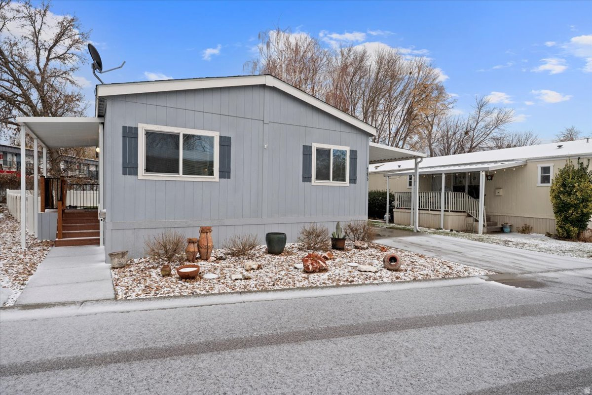 MOTIVATED SELLERS! TWO MONTHS FREE LOT RENT WITH FULL PRICE OFFER! Beautiful double wide home built in 2020 in coveted Cottonwood Coves 55+ gated community. Spacious, open floorplan has 3 beds & 2 baths, one with a walk-in shower. Brand new water heater; All appliances included! Covered parking, 8X10 shed. Centrally located with easy freeway access and close to TRAX, shopping, dining, entertainment and top-rated healthcare. Community has pool, clubhouse, and RV storage. $1085.00 HOA fee is actually lot rent. Buyer must be approved through Cottonwood Coves Property Management; $35 application fee for all adults to apply. Square footage figures are provided as a courtesy estimate only and were obtained from Seller measurement. Buyer is advised to obtain an independent measurement.